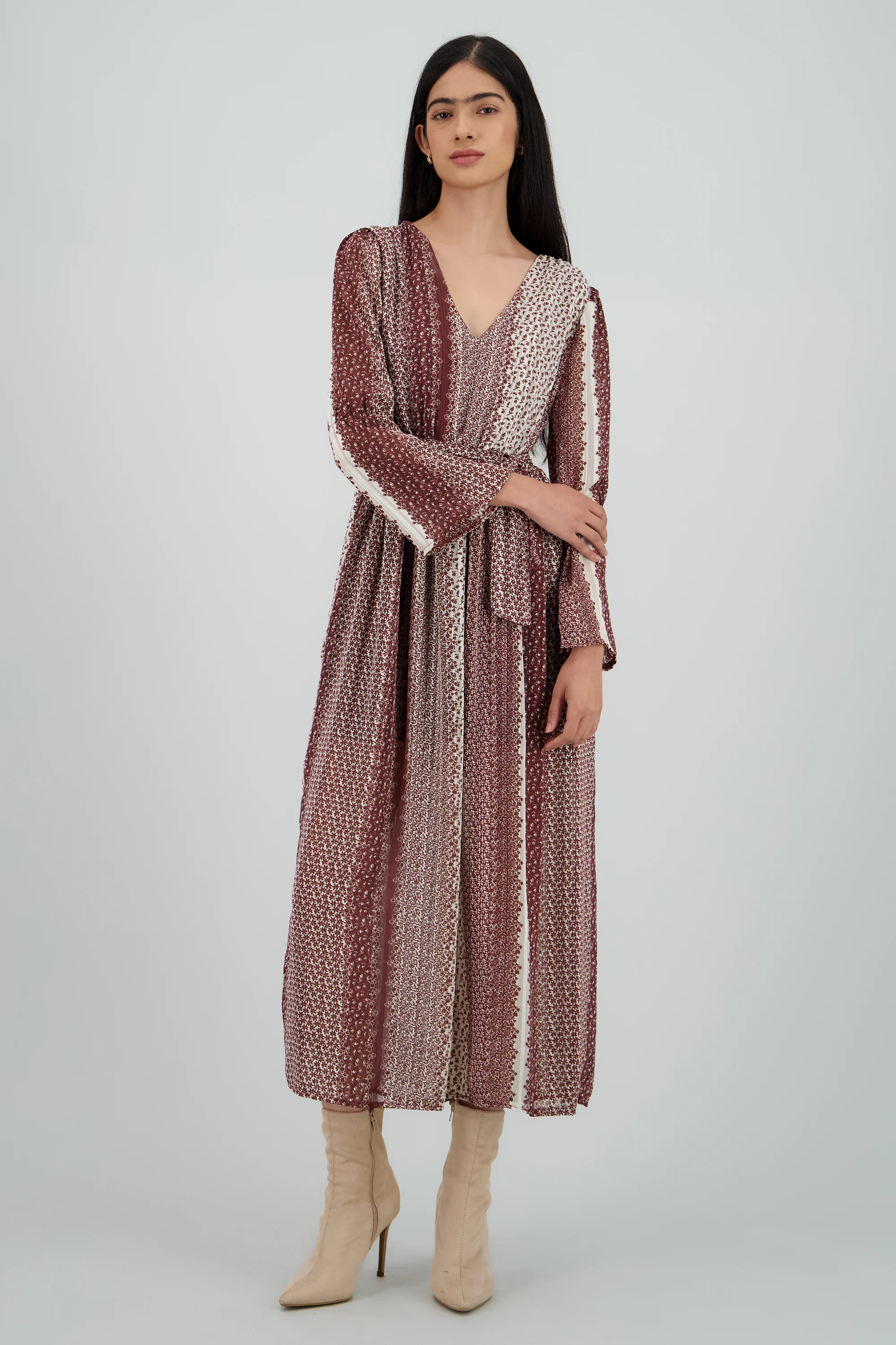 Vestido midi de manga campana estampado estampado - Image 2