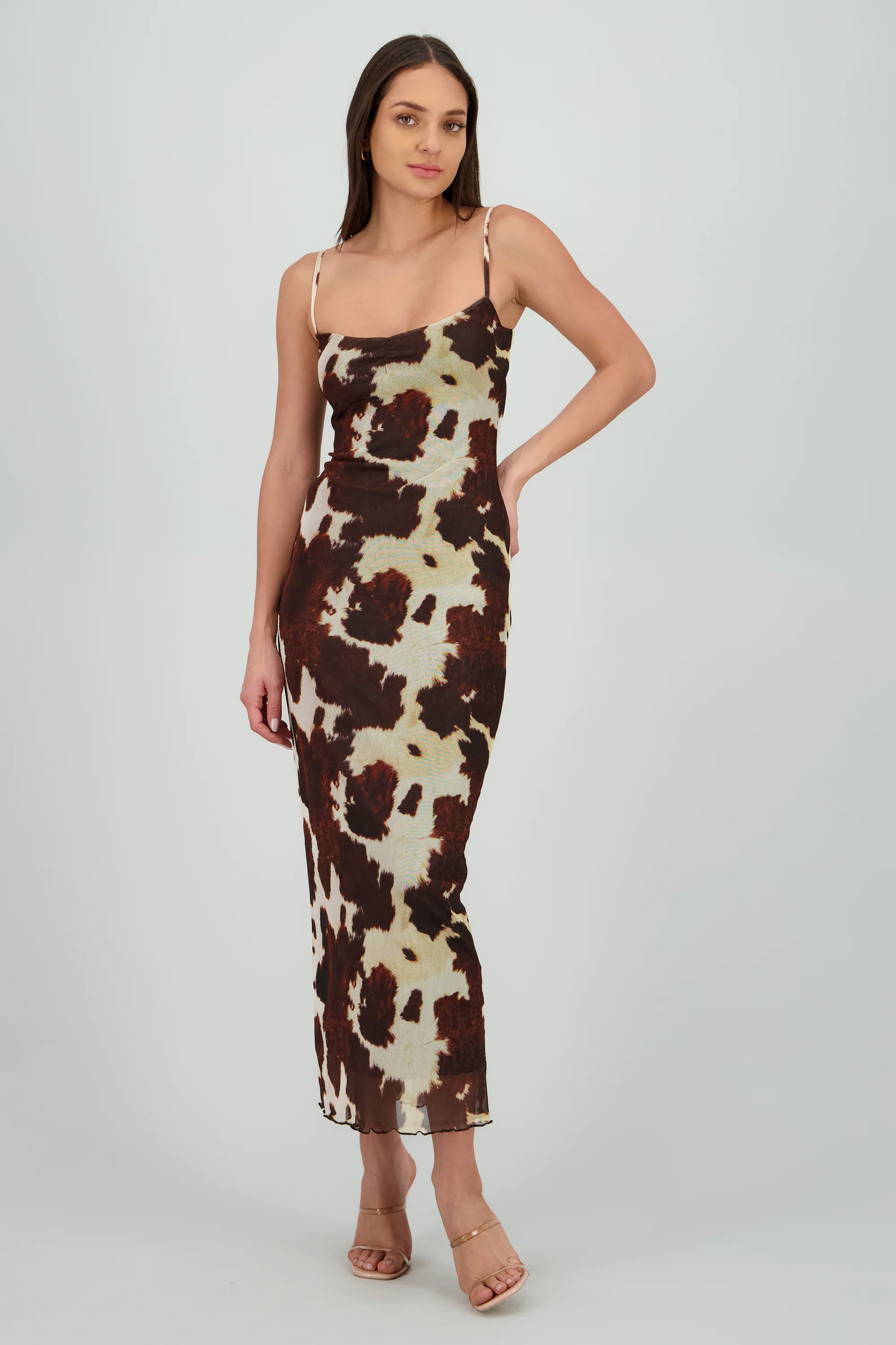 Vestido midi escote v animal print - Image 2