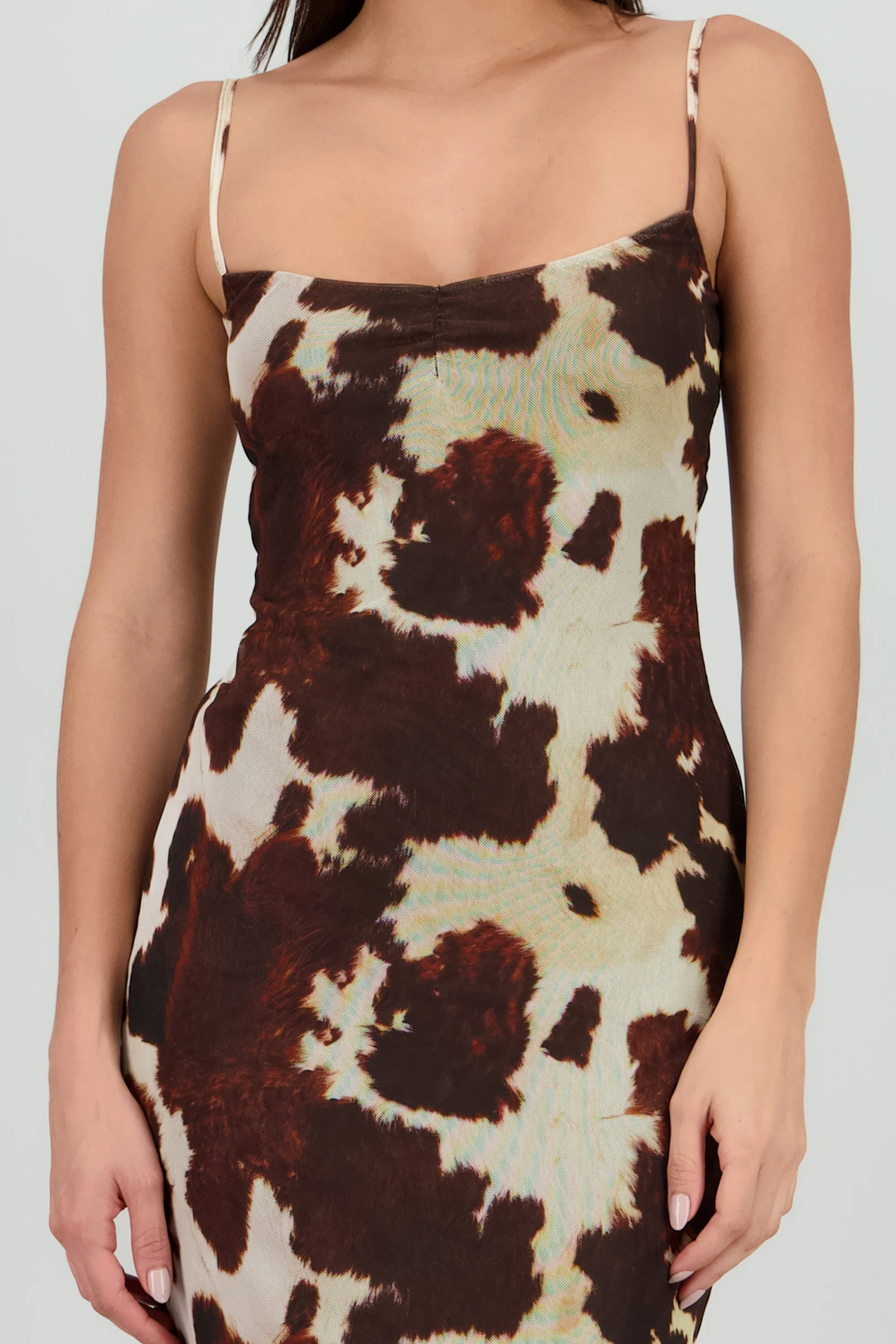 Vestido midi escote v animal print - Image 5