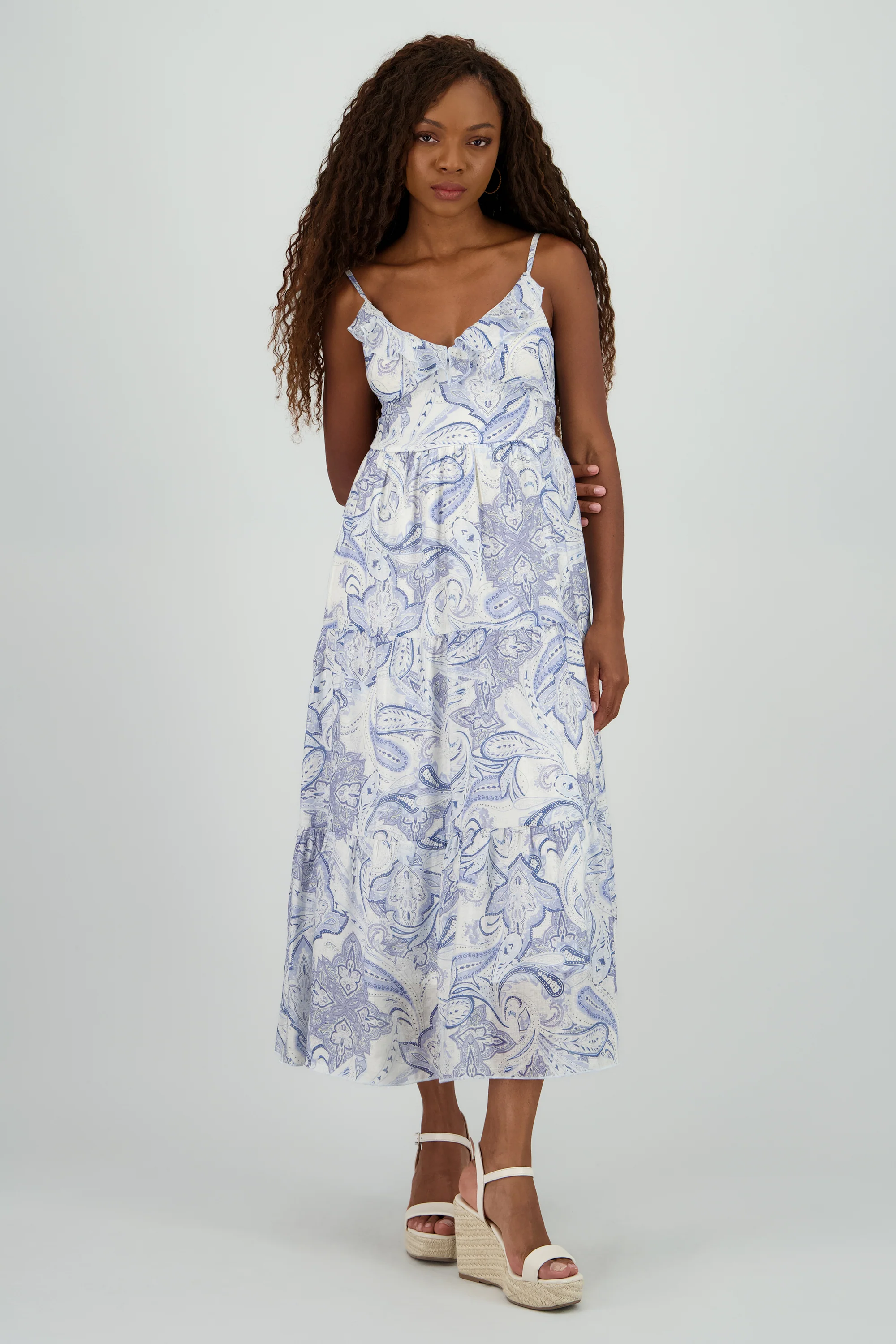 Vestido midi escote v detalle olanes - Image 2