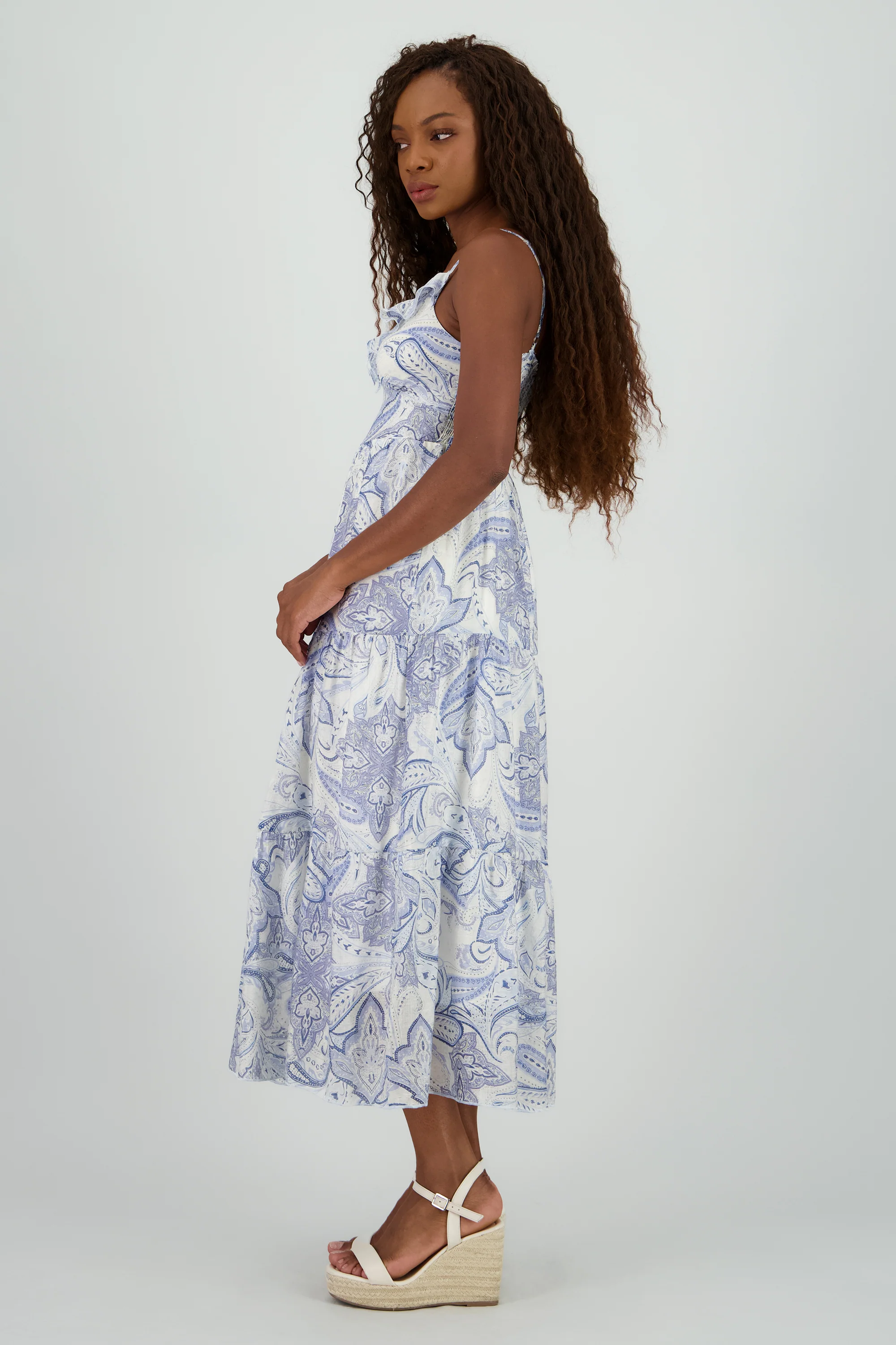 Vestido midi escote v detalle olanes - Image 3