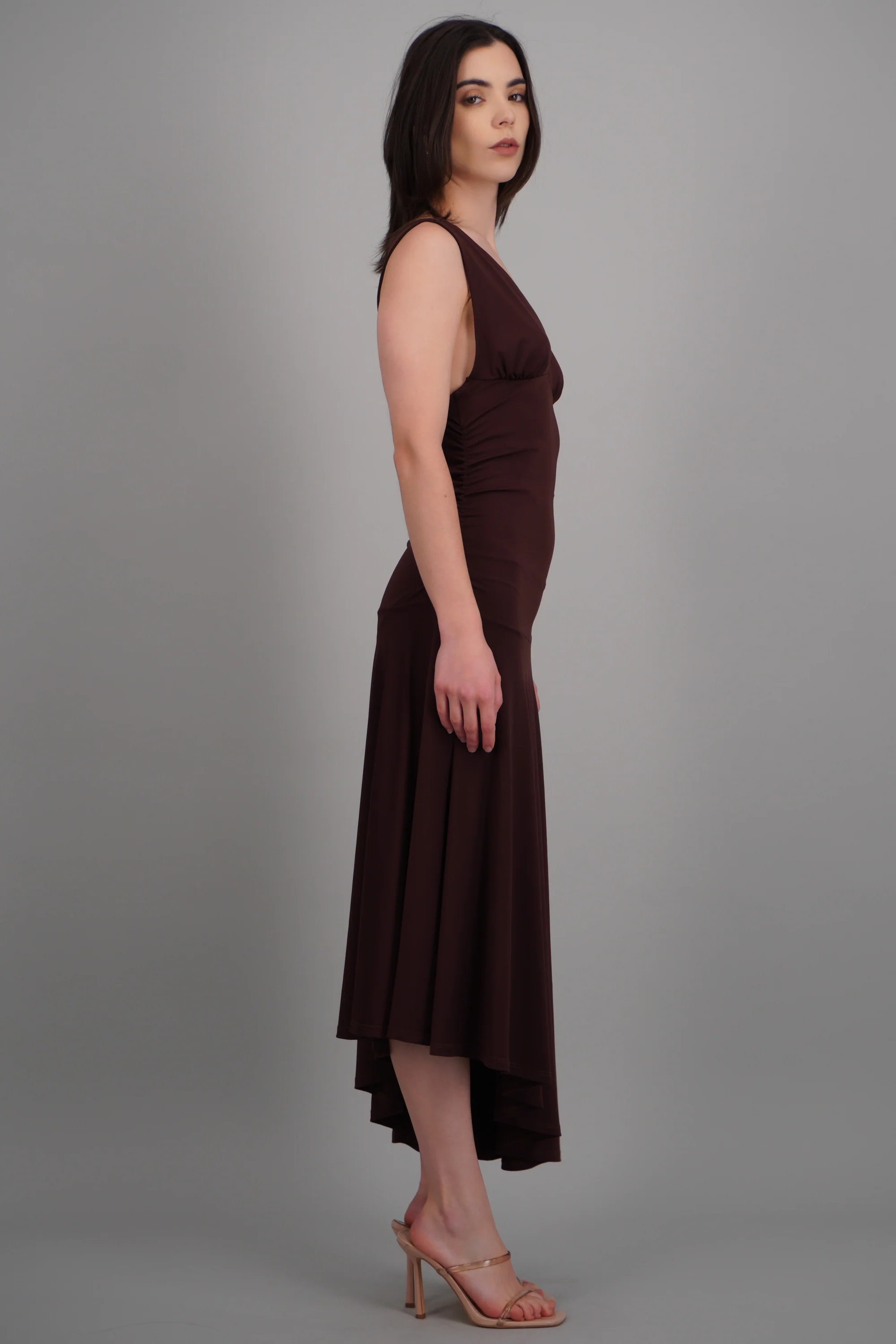 Vestido midi escote V drop waisted - Image 3