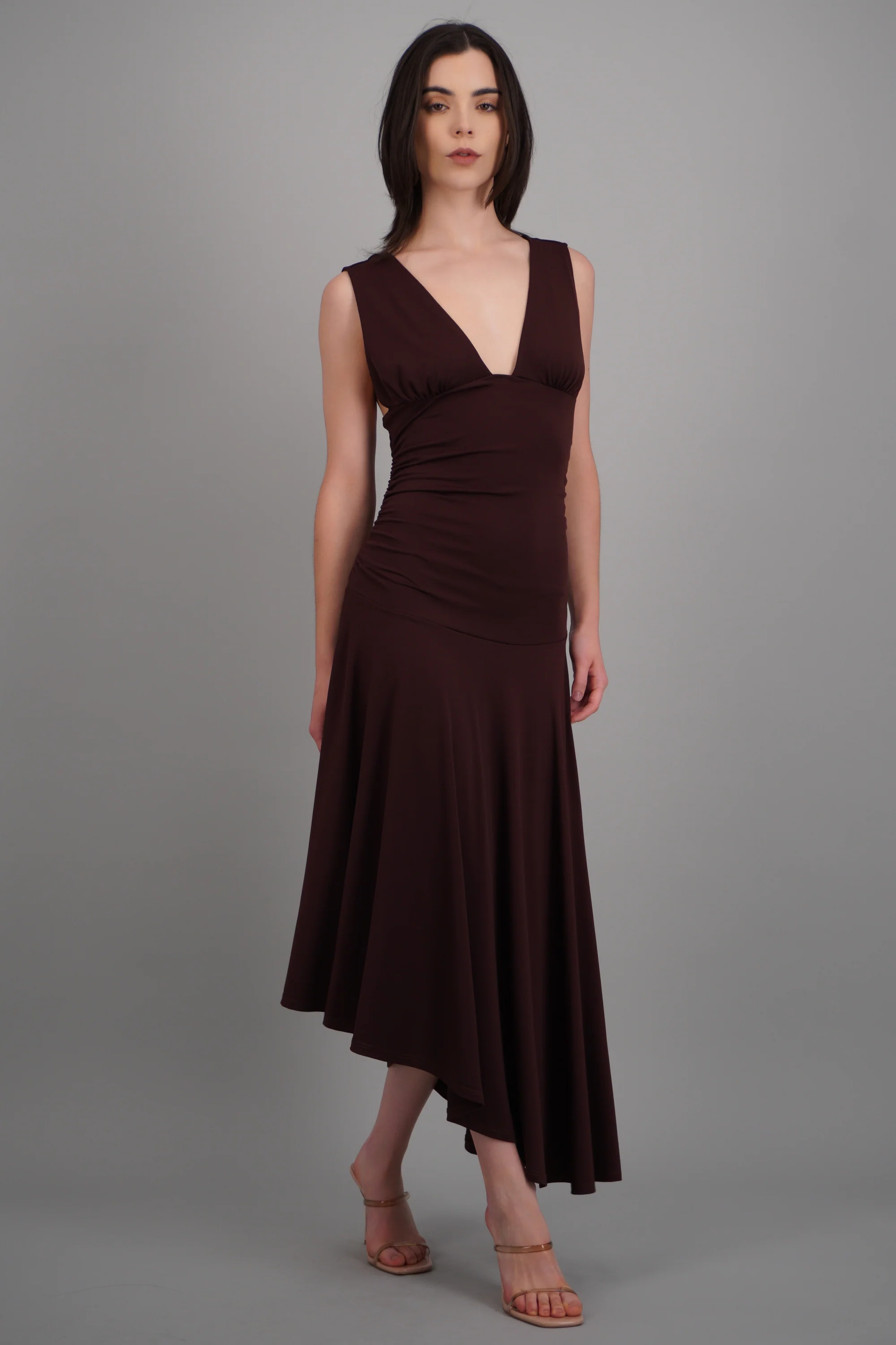 Vestido midi escote V drop waisted - Image 4