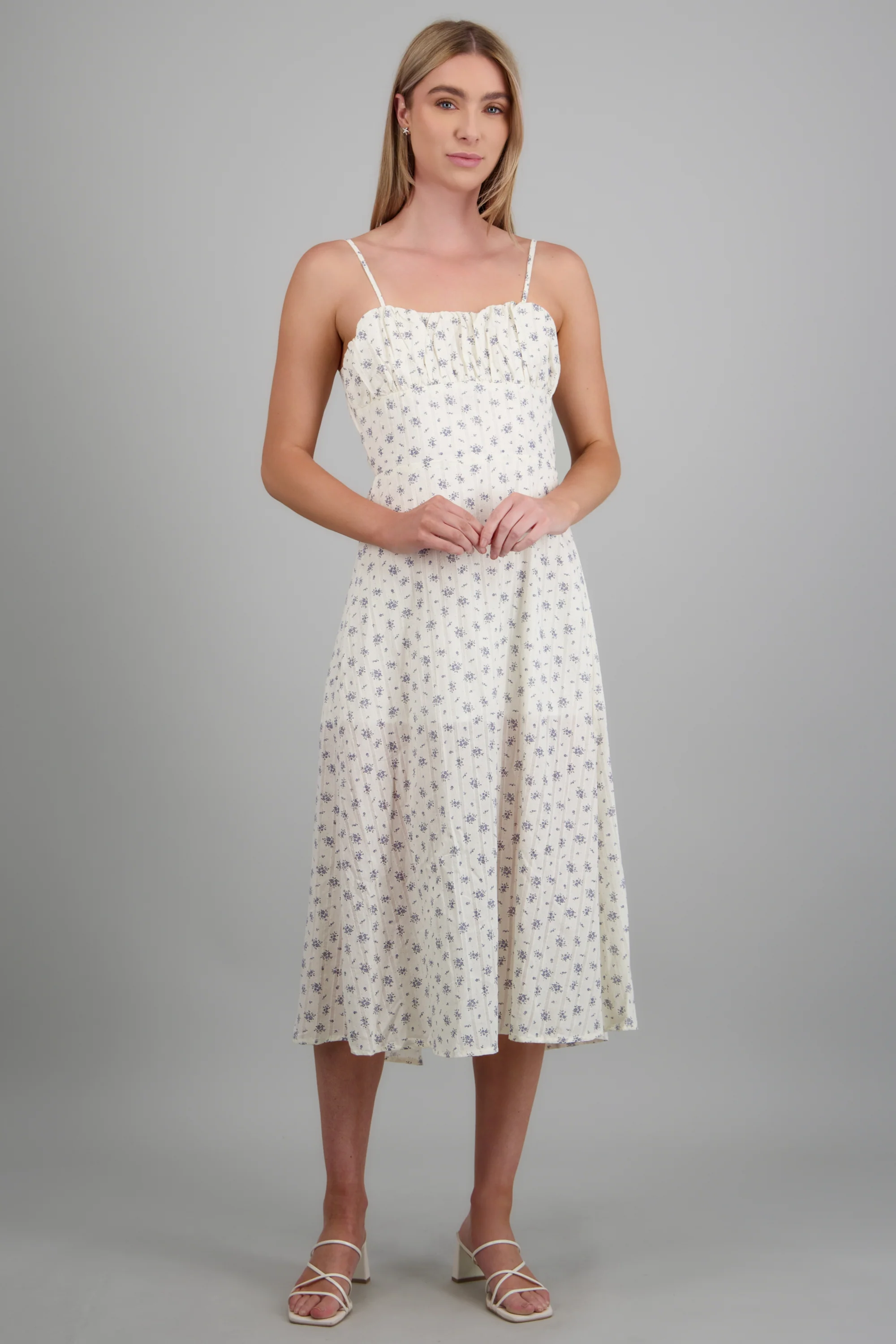 Vestido midi flores textura - Image 2