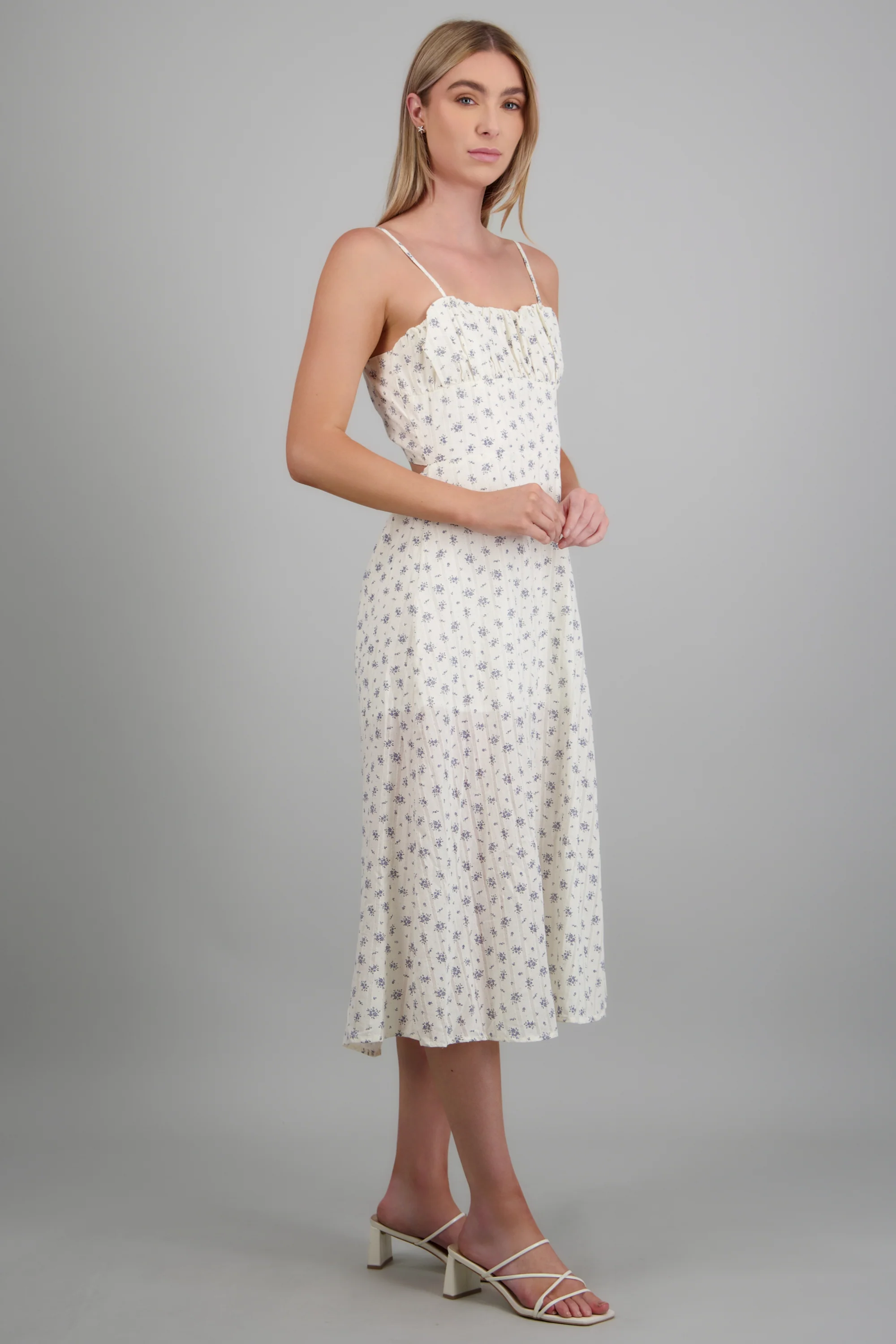 Vestido midi flores textura - Image 3