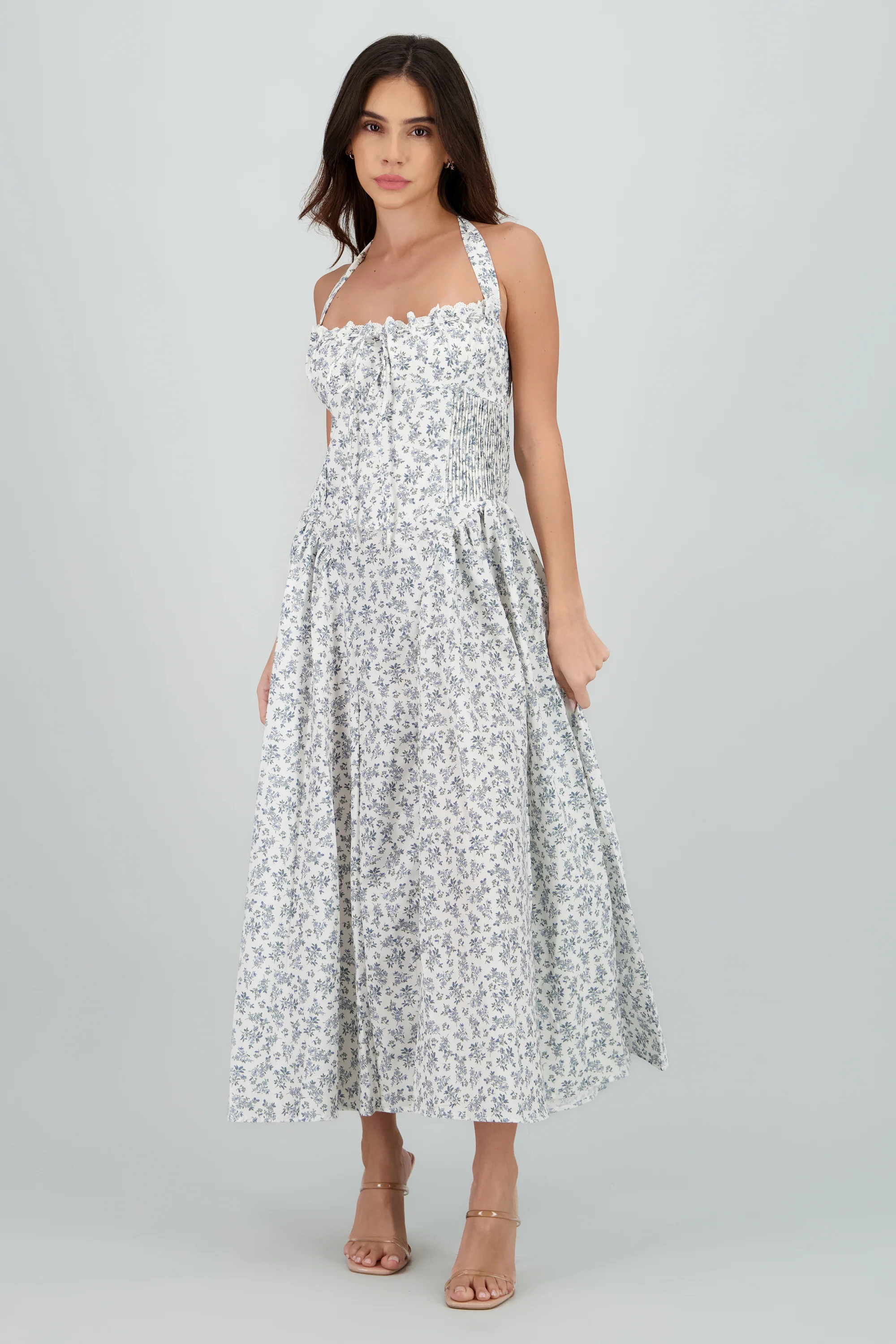 Vestido midi halter estampado flores - Image 2