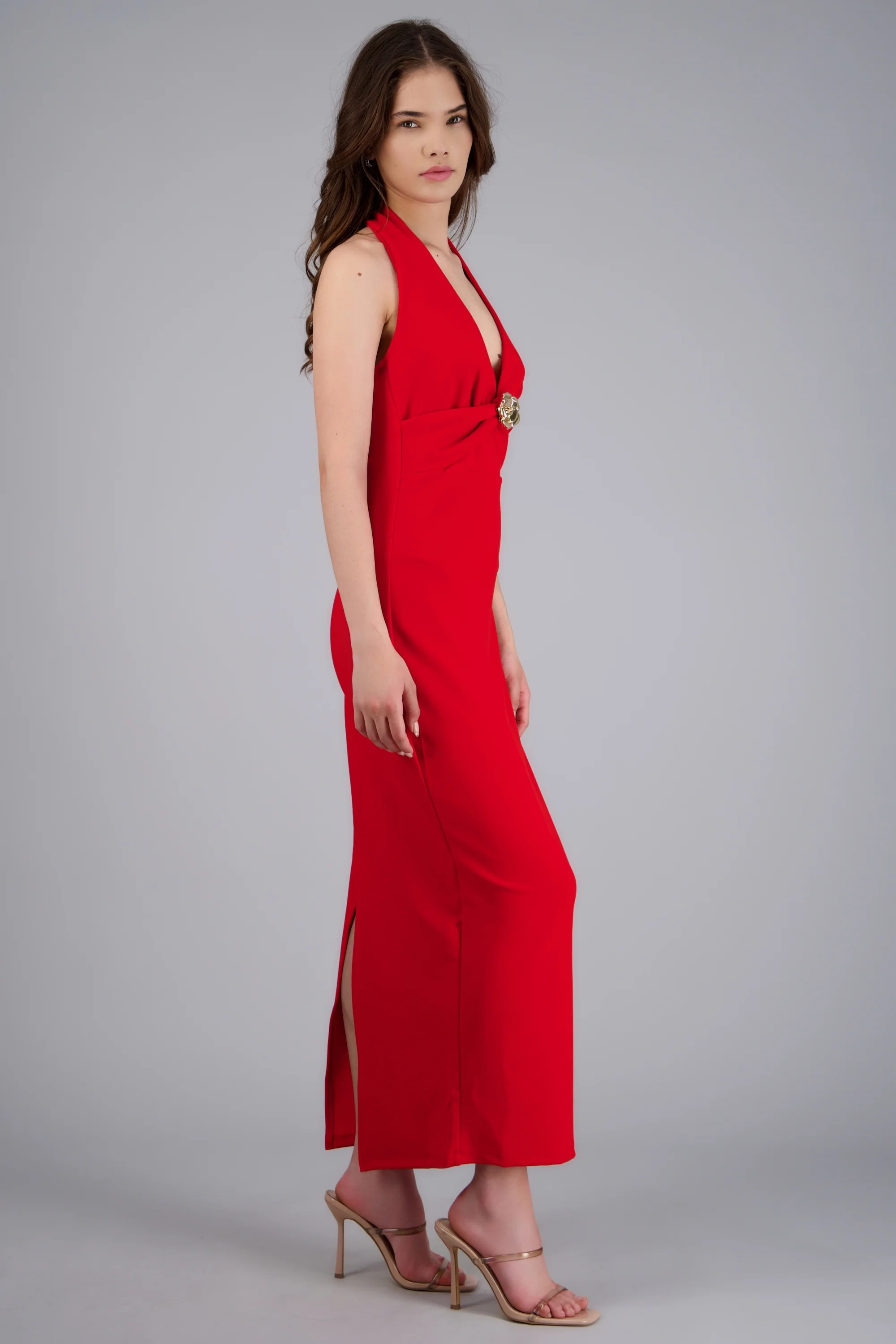 Vestido midi halter liso - Image 3