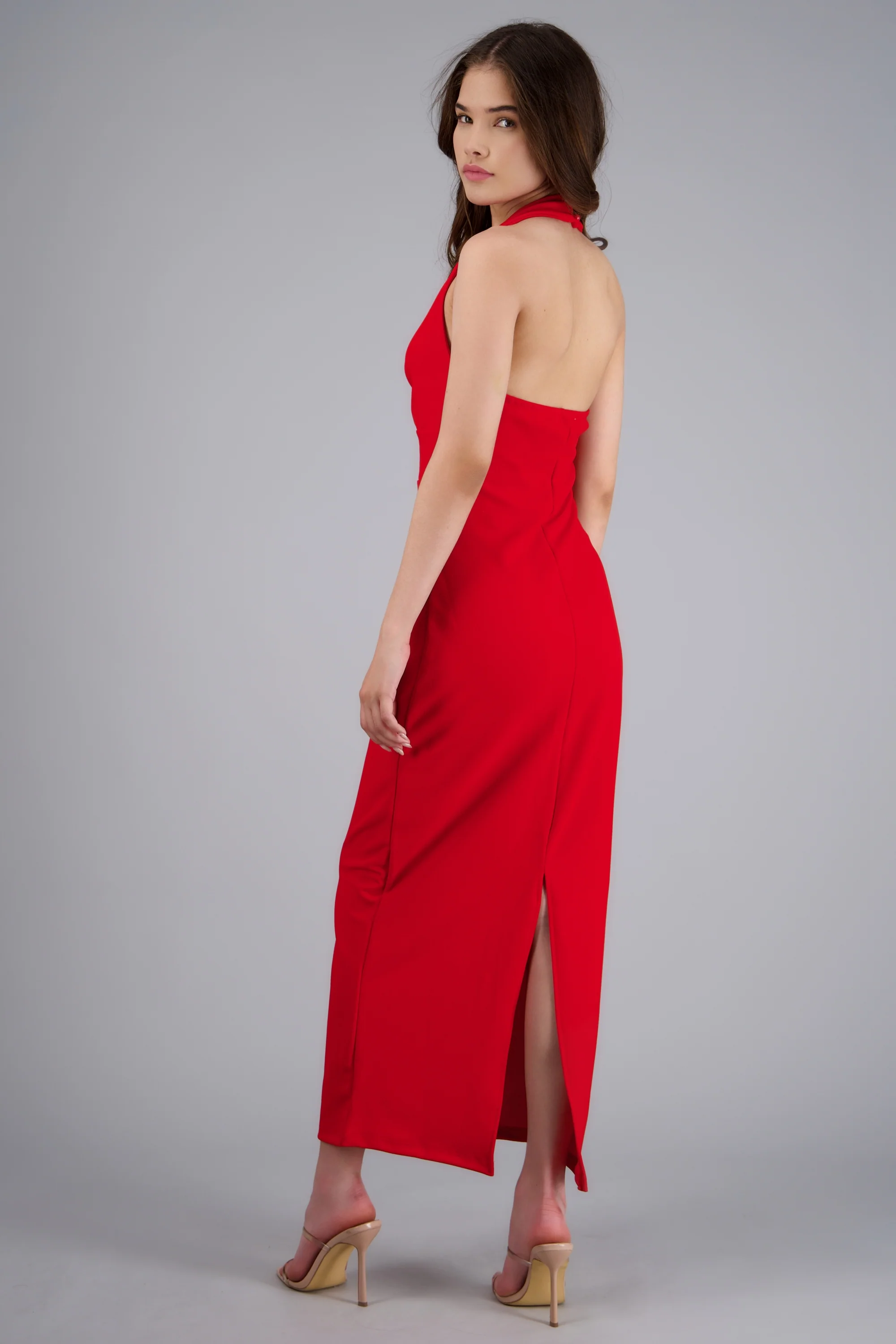 Vestido midi halter liso - Image 4