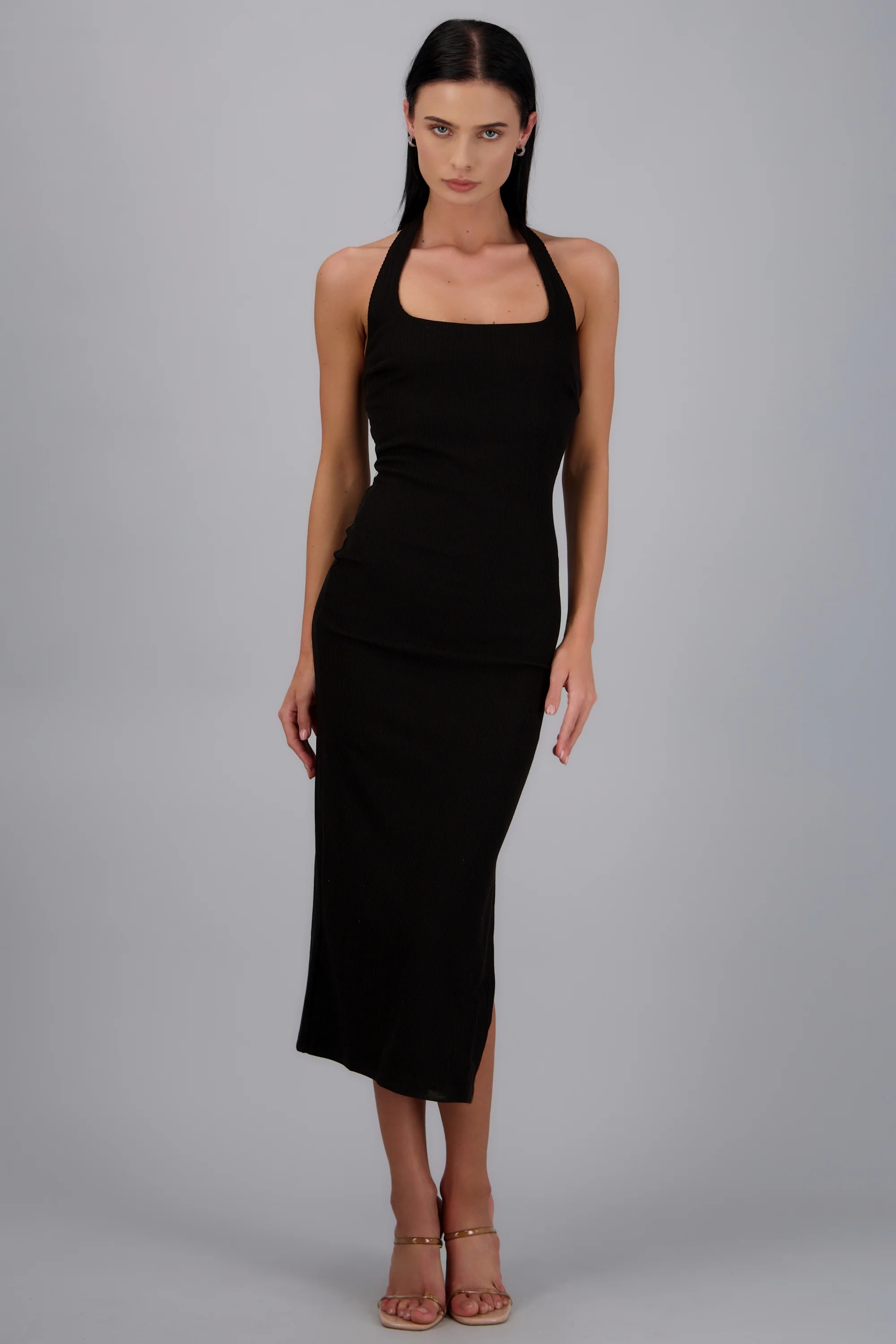 Vestido midi halter rib - Image 2