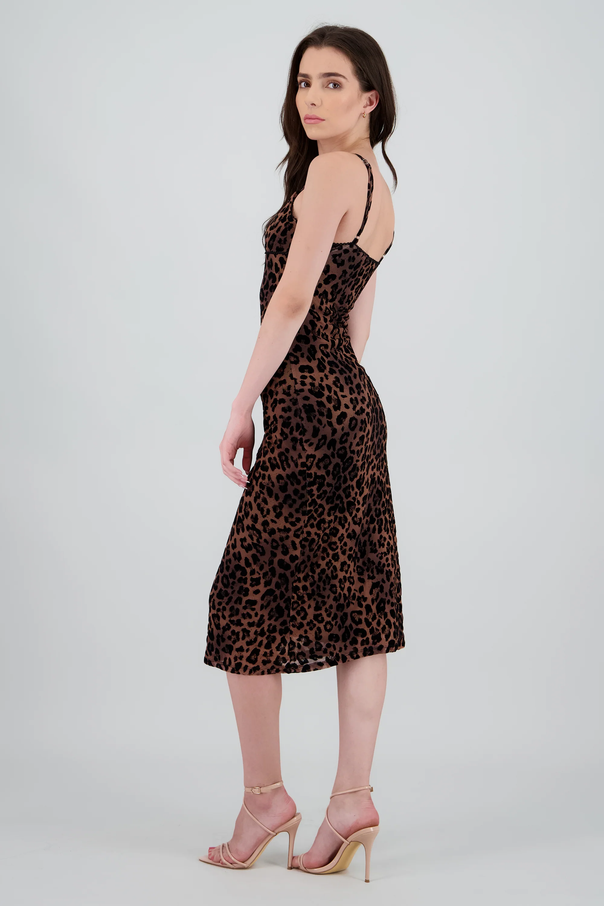 Vestido midi leopardo mesh flock - Image 3