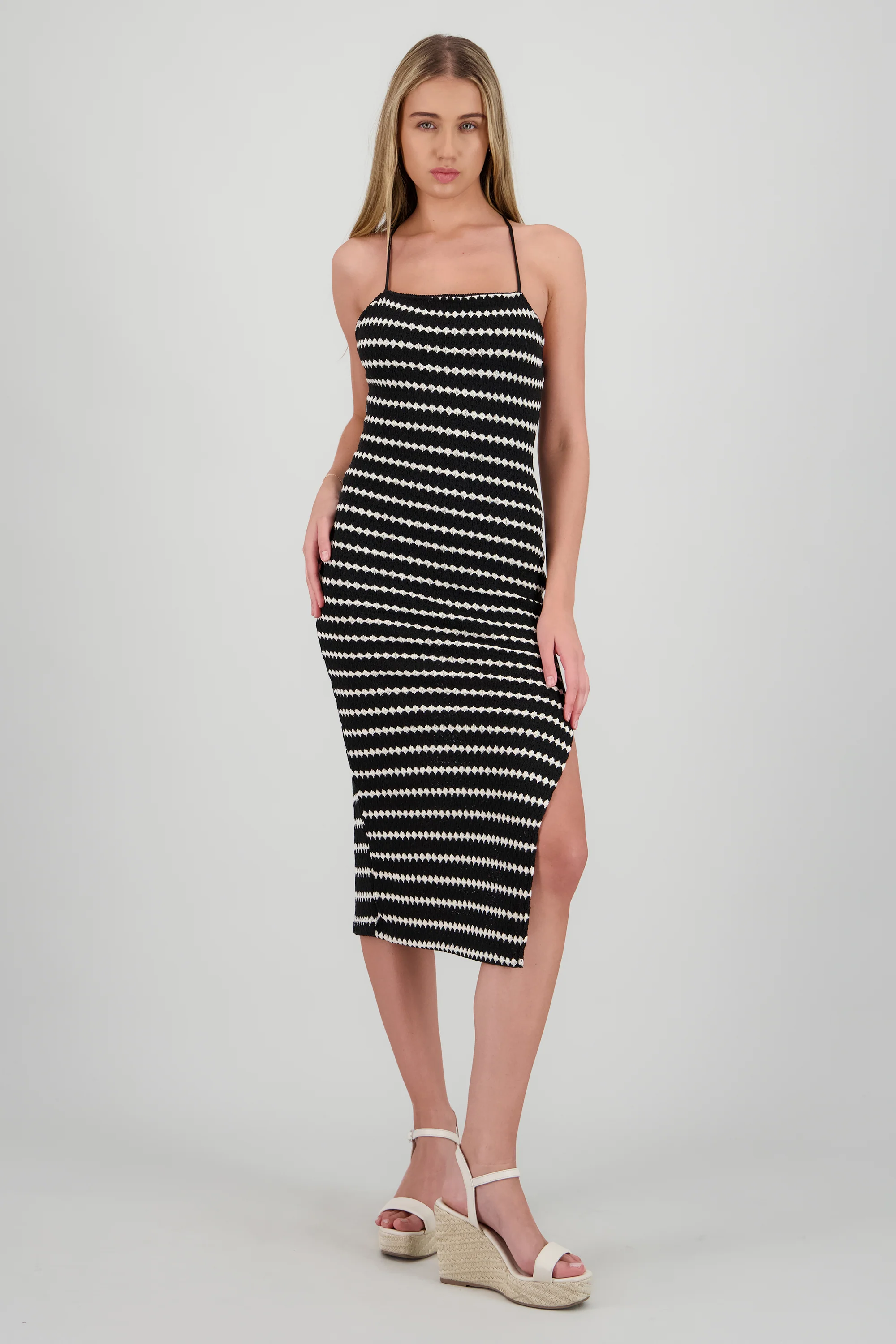Vestido midi lineas textura