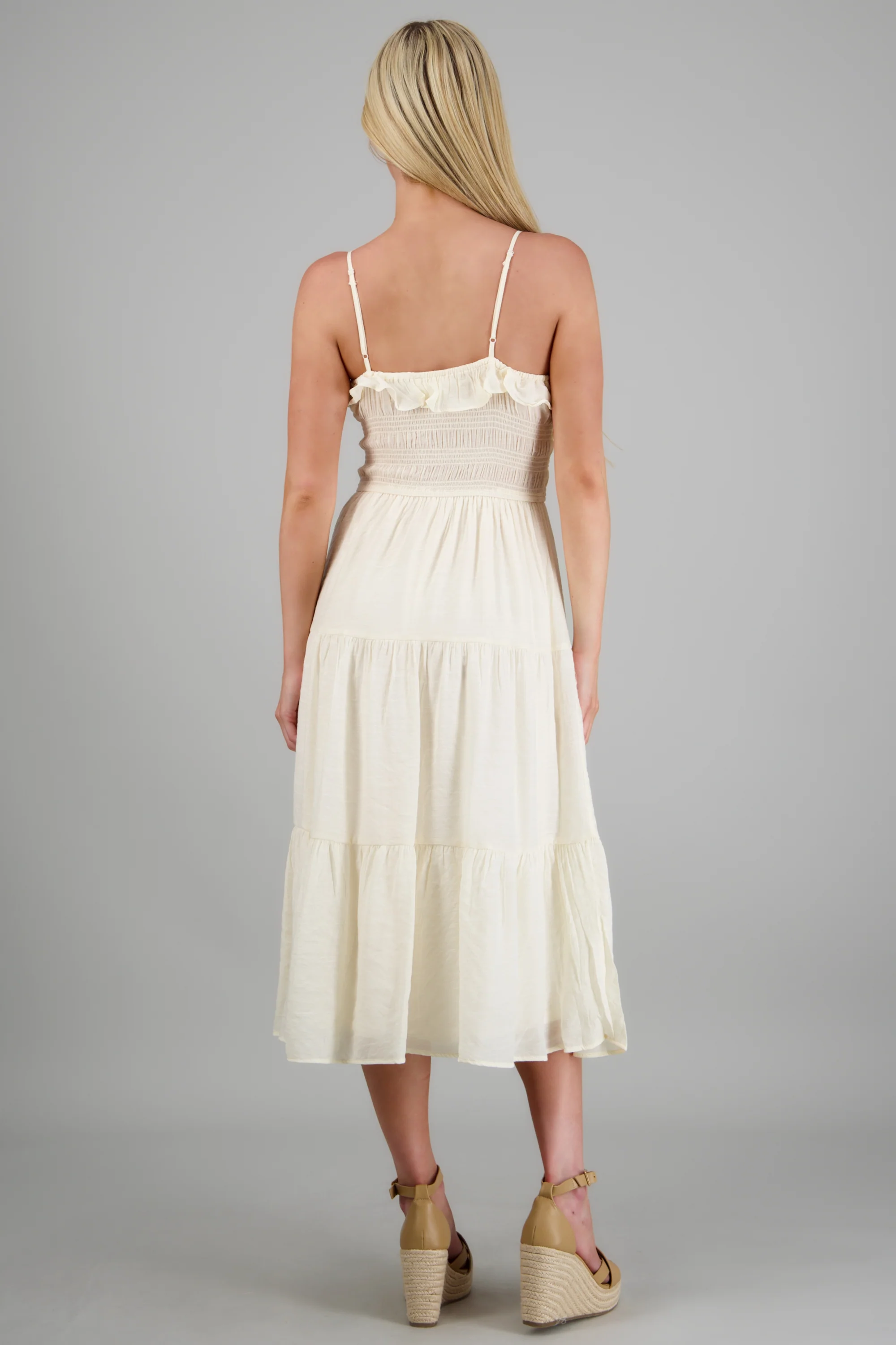 Vestido midi liso tirantes - Image 4