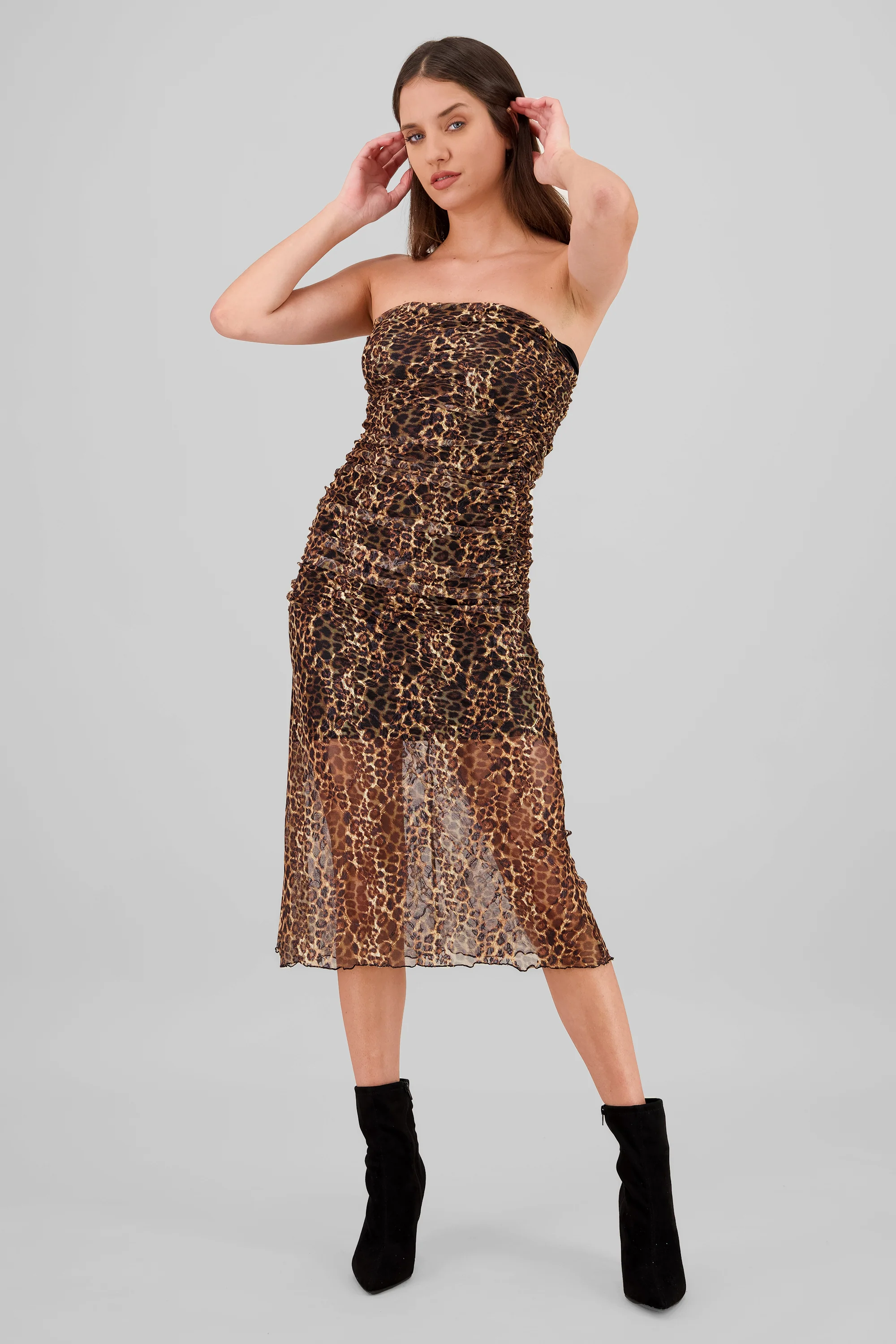 Vestido midi mesh animal print - Image 2