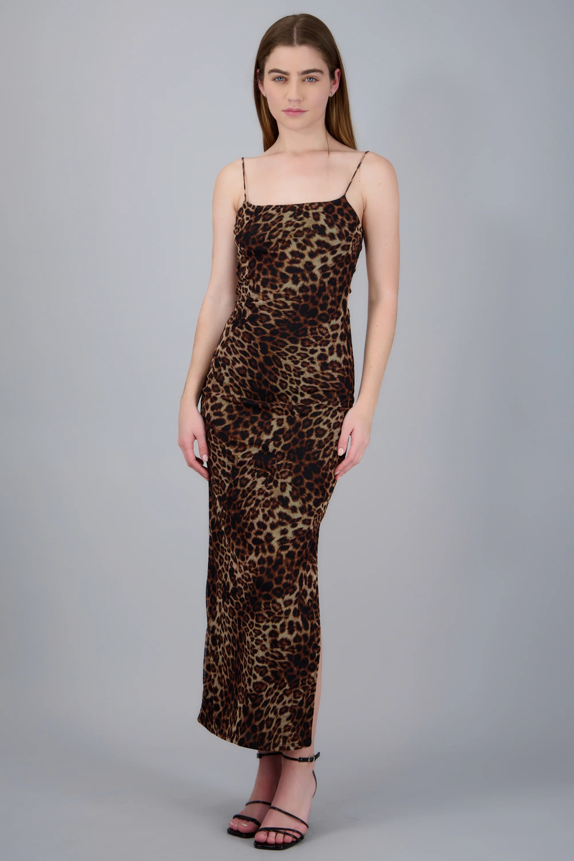 Vestido midi mesh estampado detalle espalda