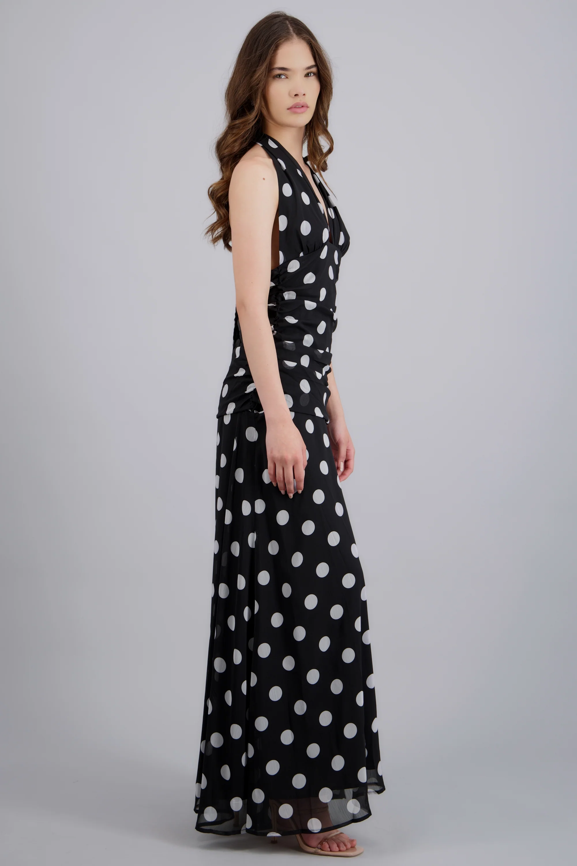Vestido midi polka detalle drapeado - Image 2