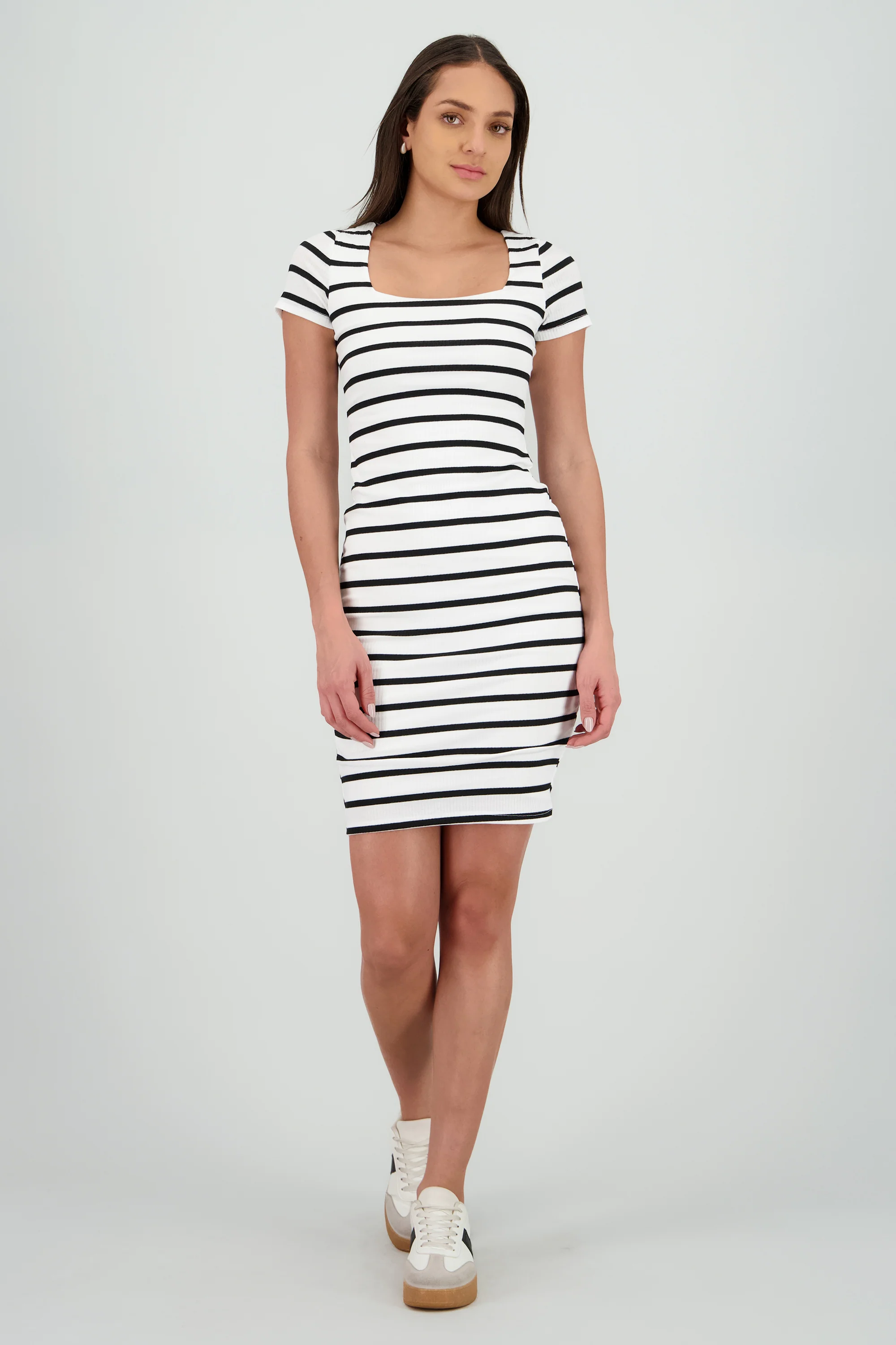 Vestido midi rayas doble tela