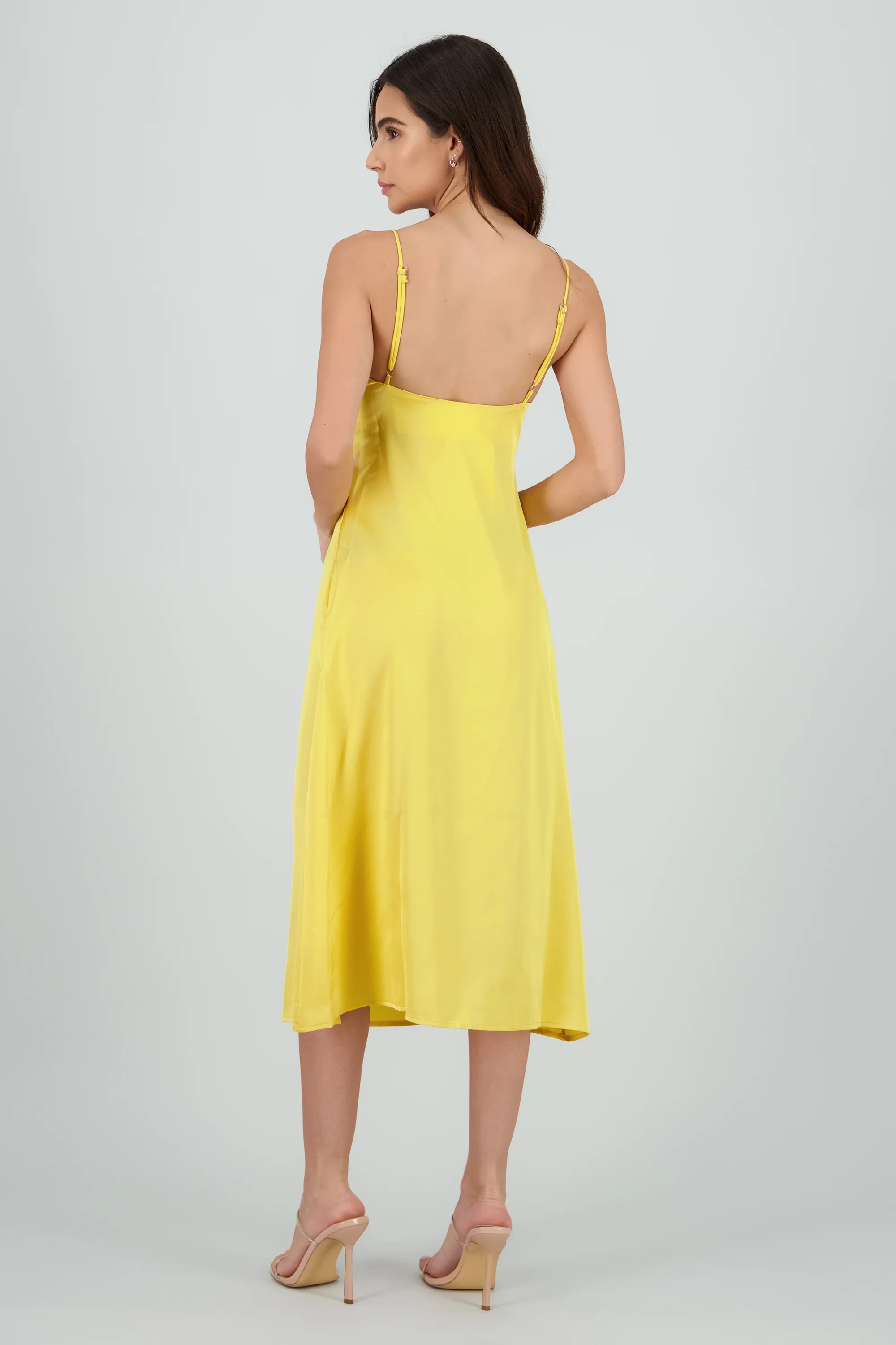Vestido midi satin tirantes - Image 4