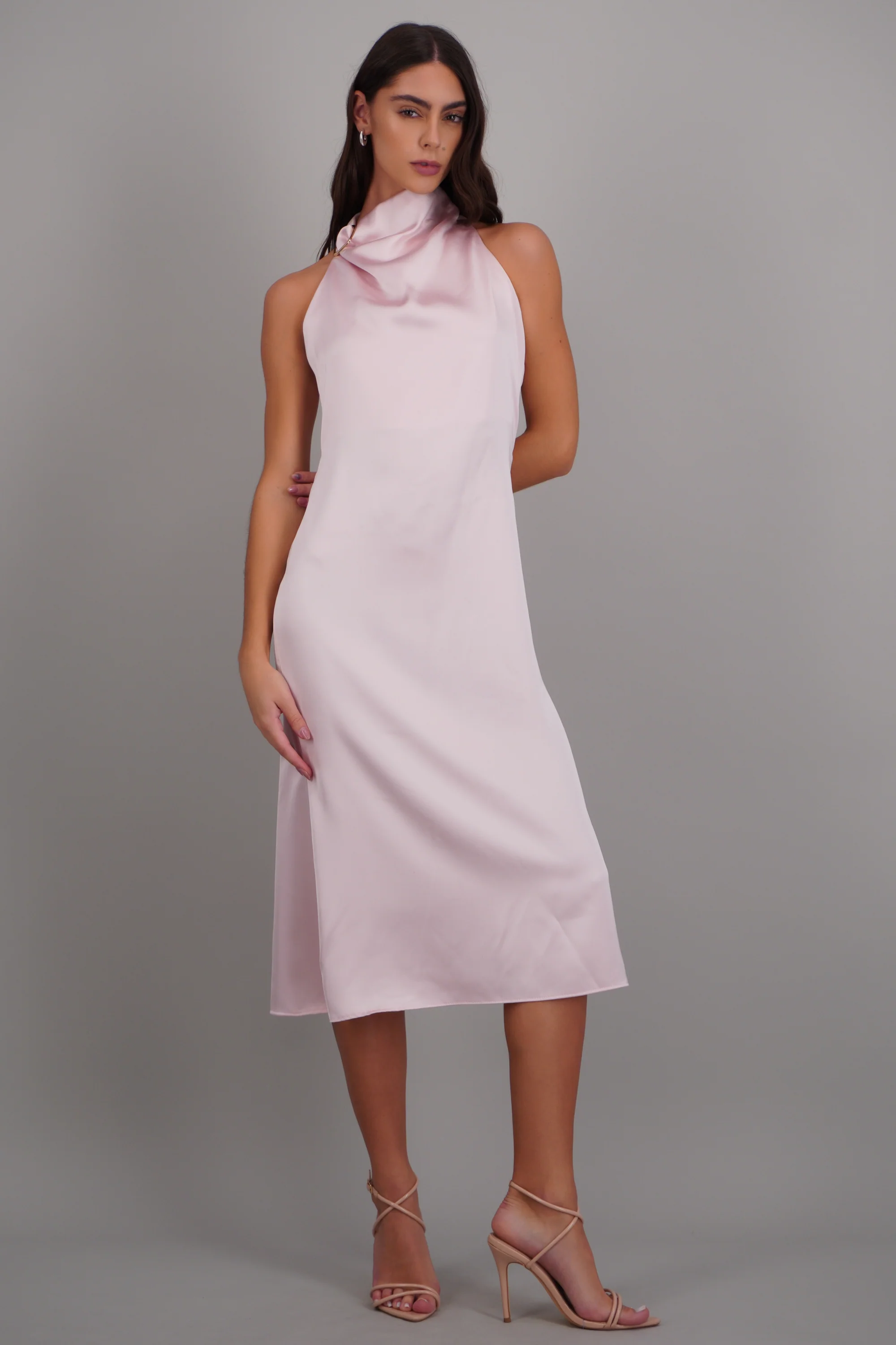 Vestido midi satinado hebilla irregular - Image 3