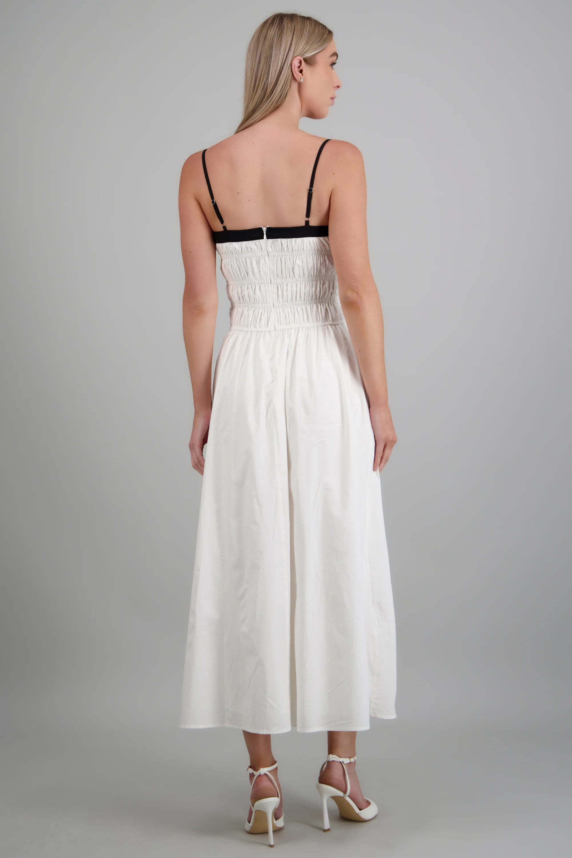 Vestido midi smock detalle contraste - Image 4