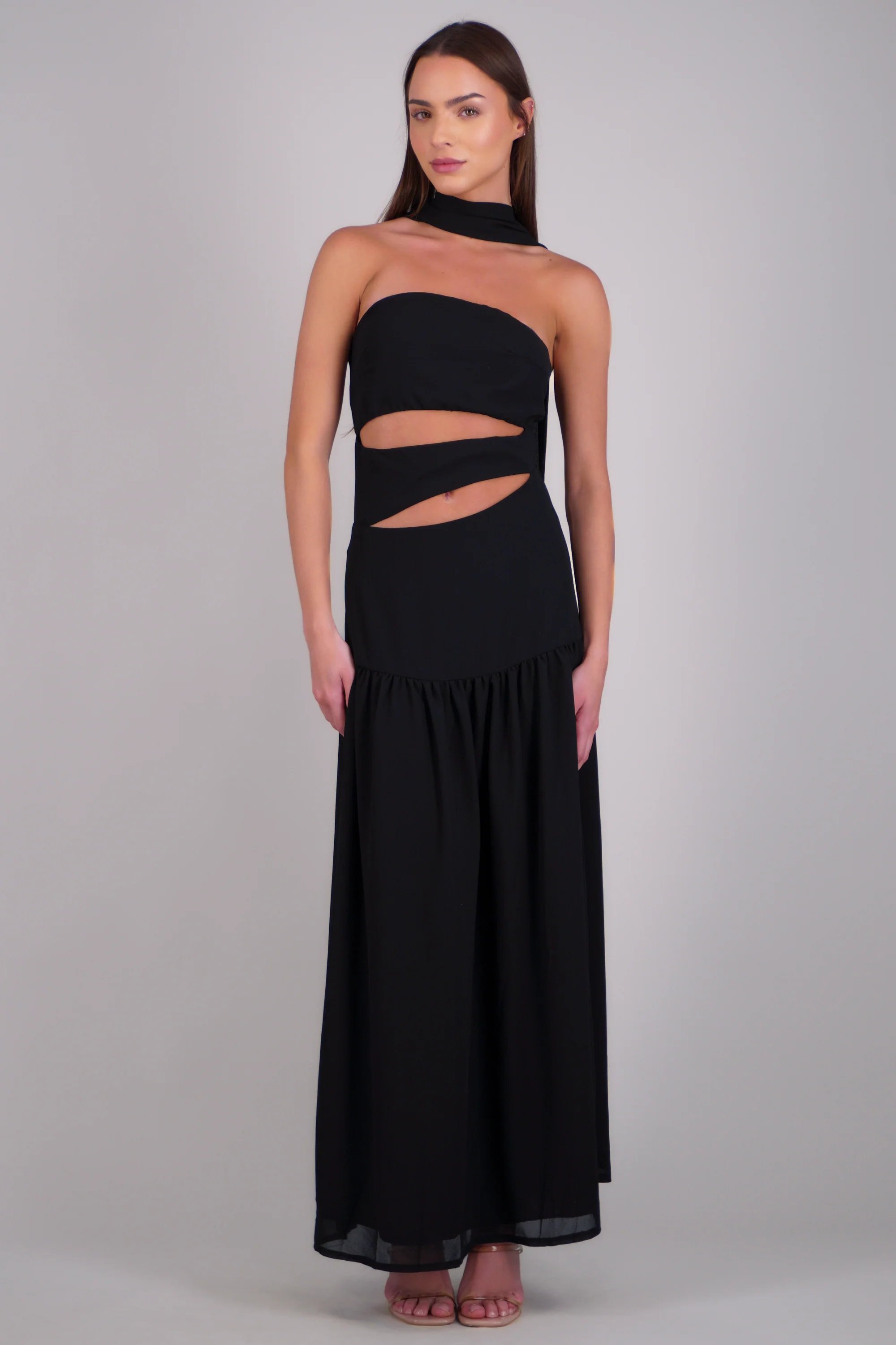Vestido midi strapples detalle cut out