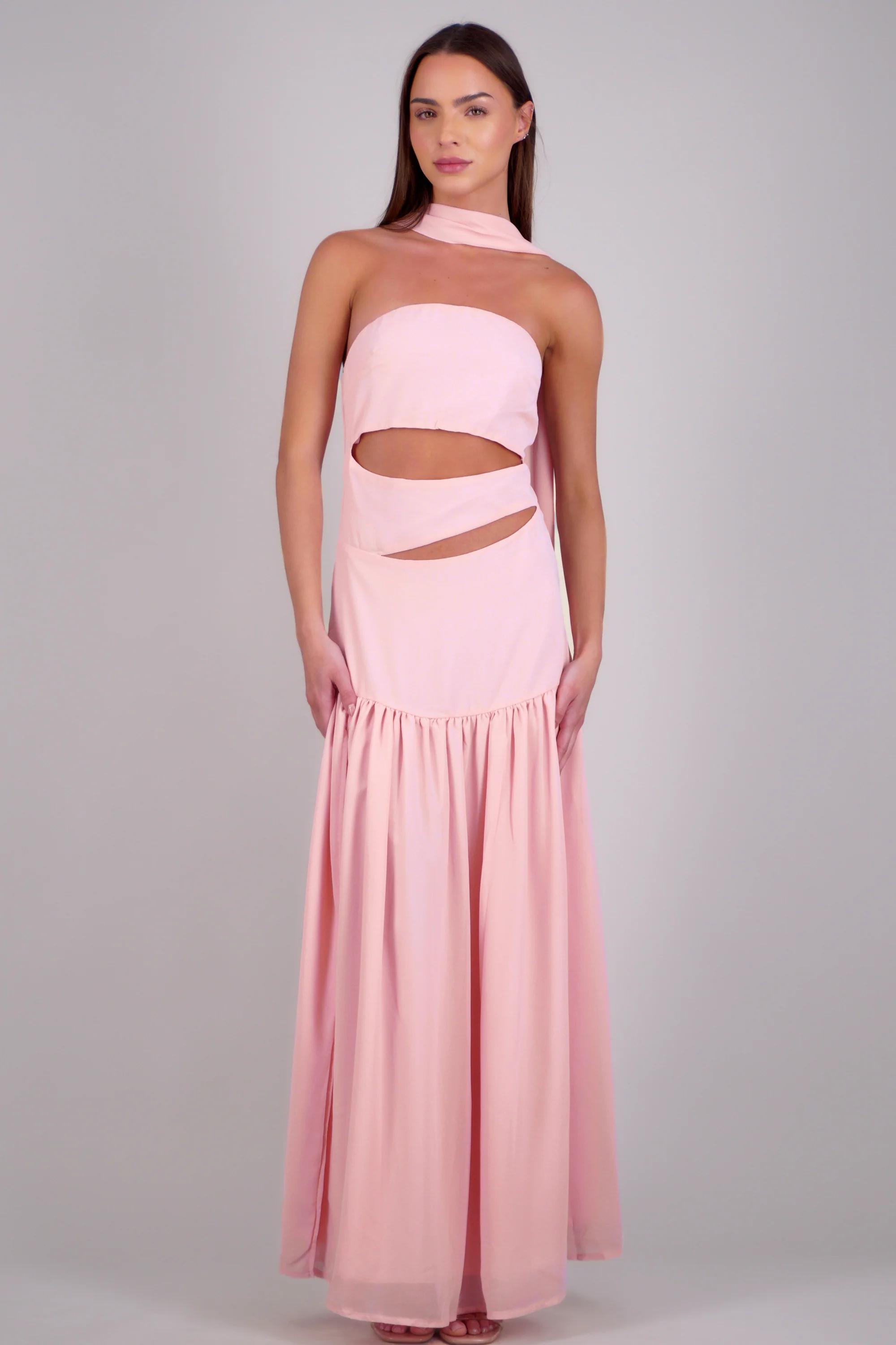 Vestido midi strapples detalle cut out