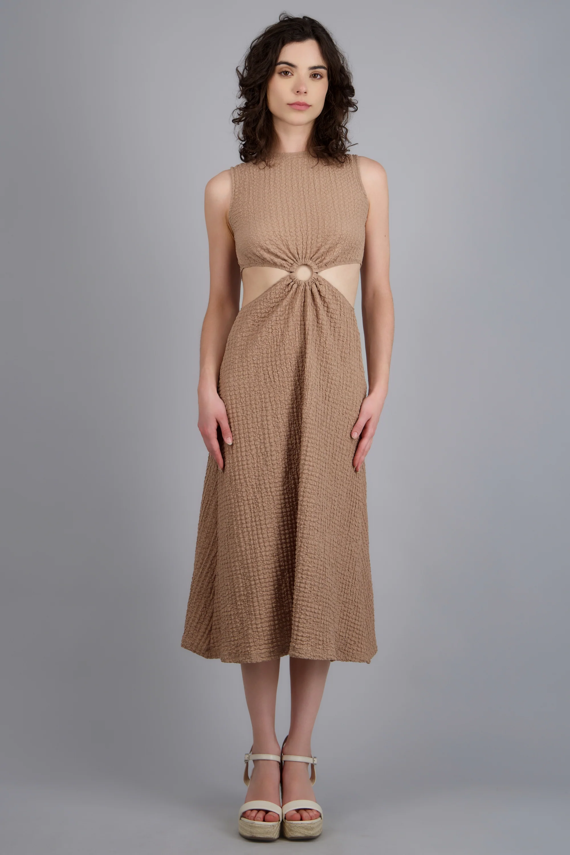 Vestido midi textura aro