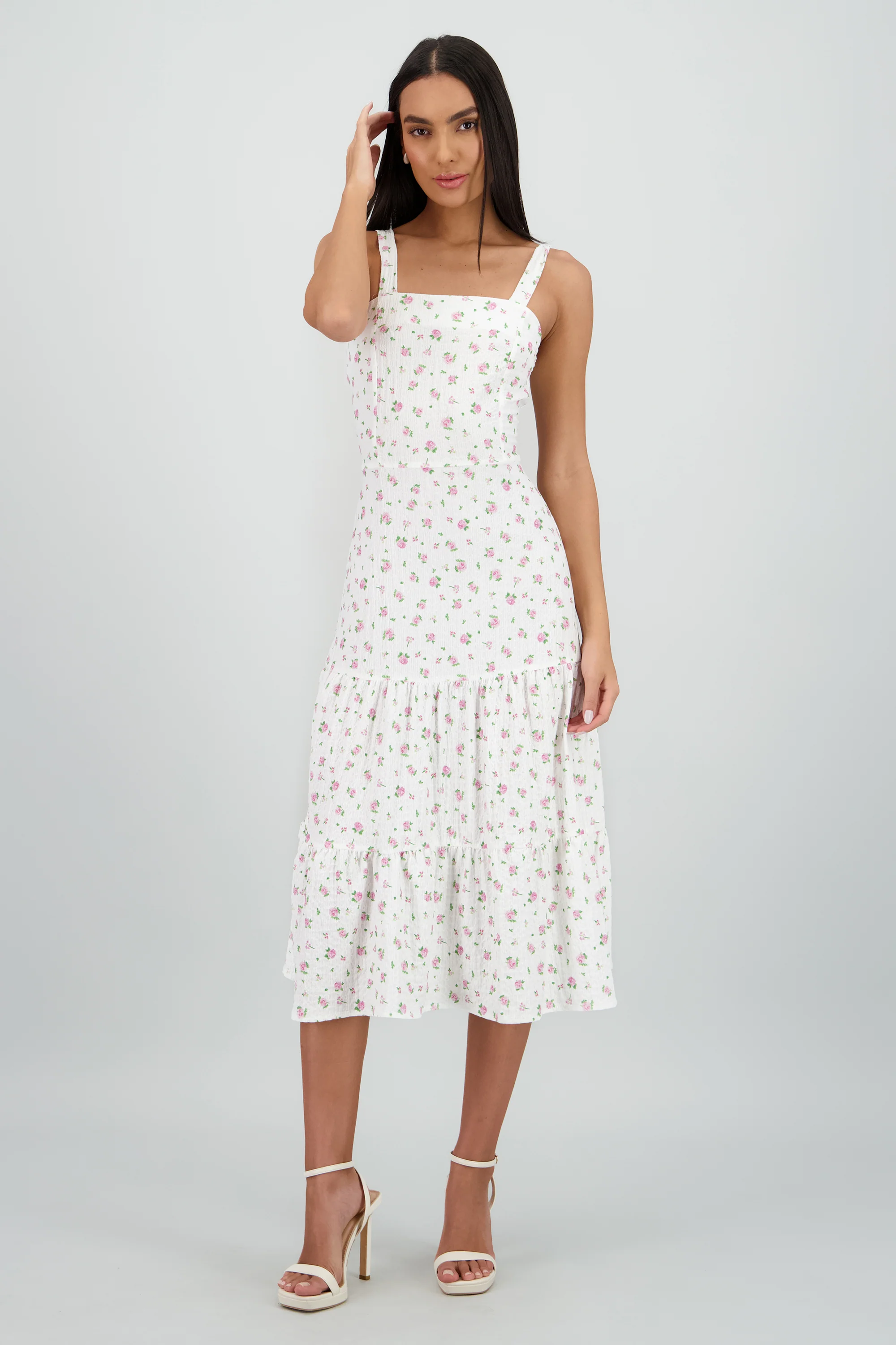 Vestido midi tirantes estampado flores - Image 2