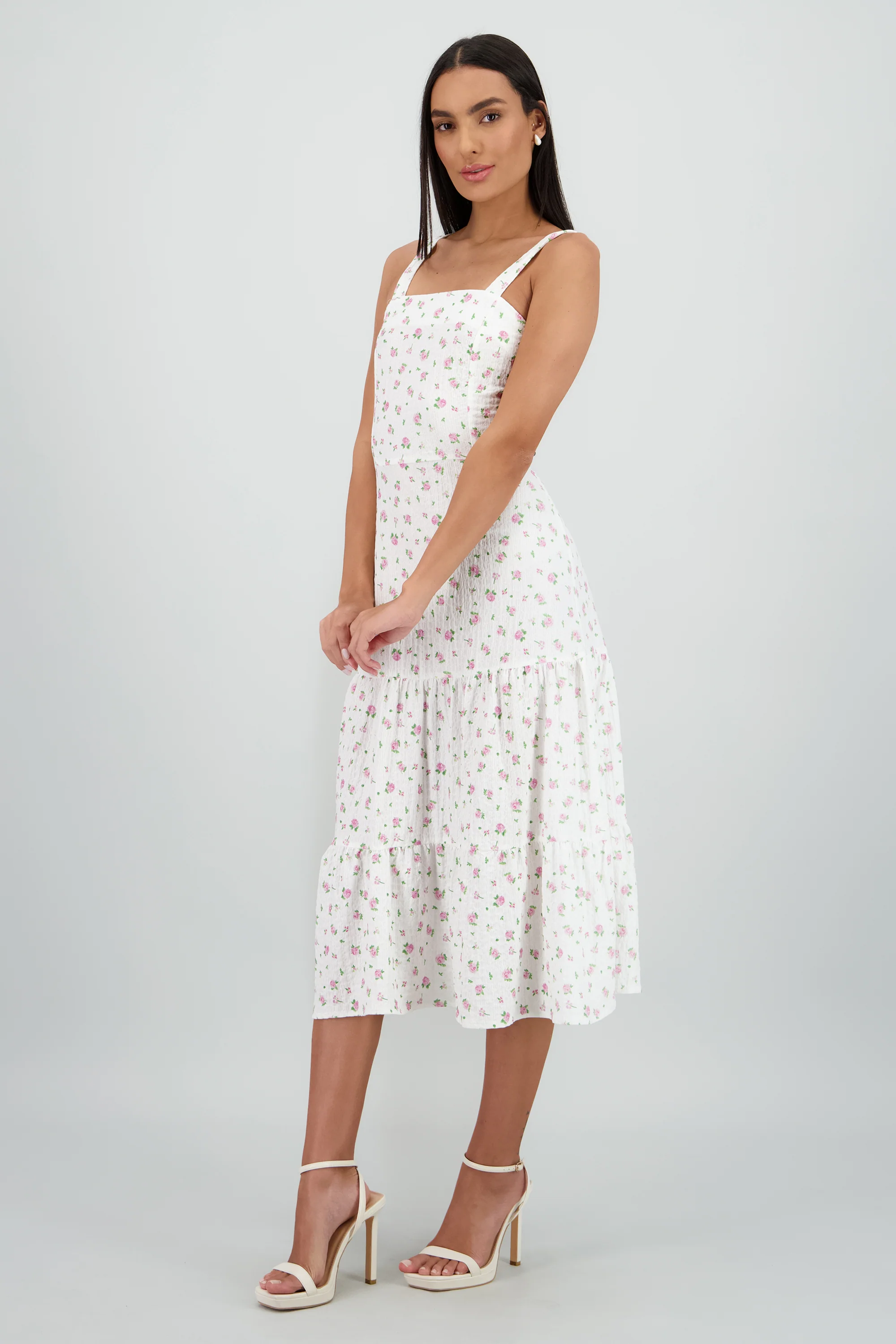 Vestido midi tirantes estampado flores - Image 3
