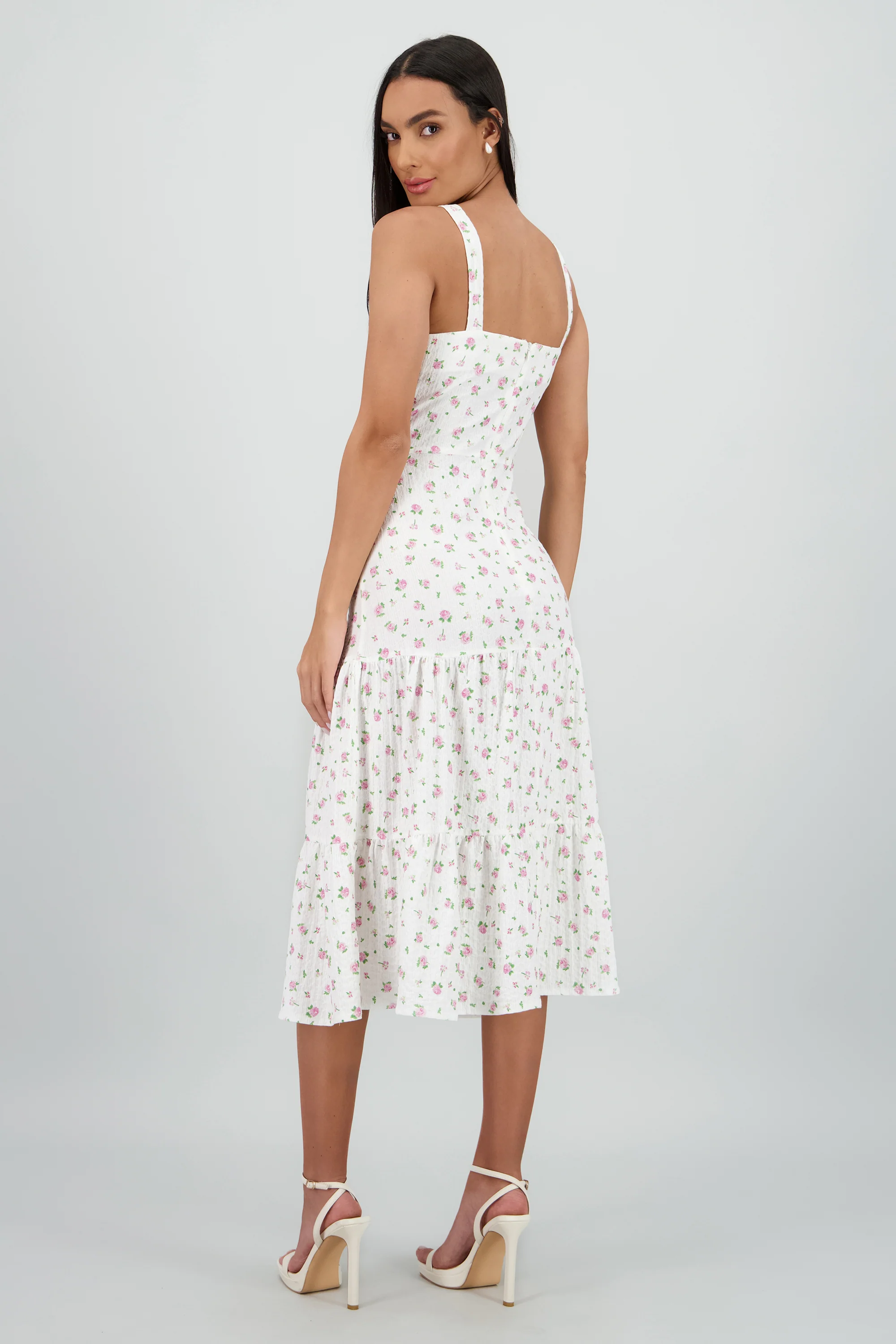 Vestido midi tirantes estampado flores - Image 4