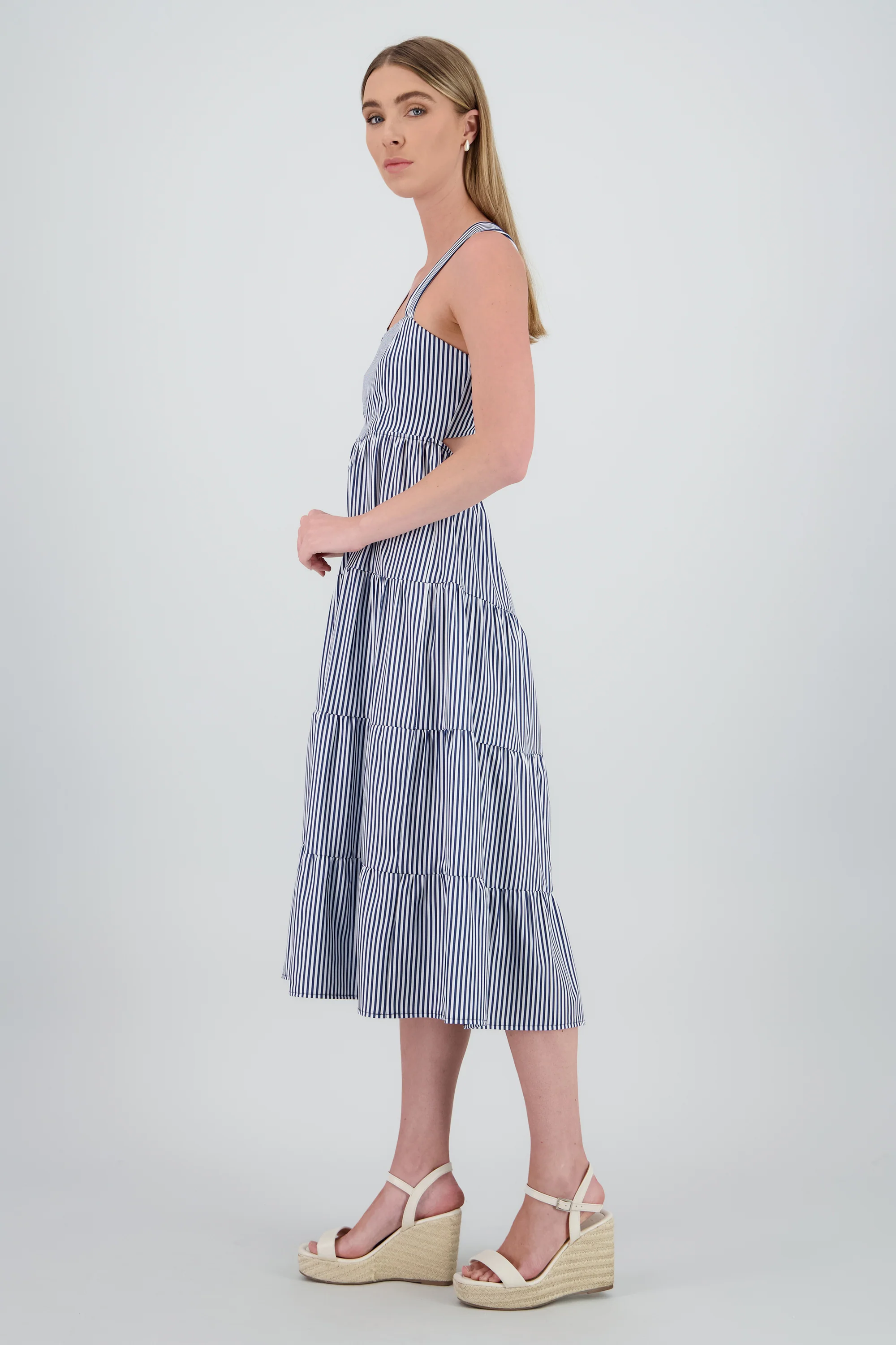 Vestido midi tirantes gruesos olanes - Image 3