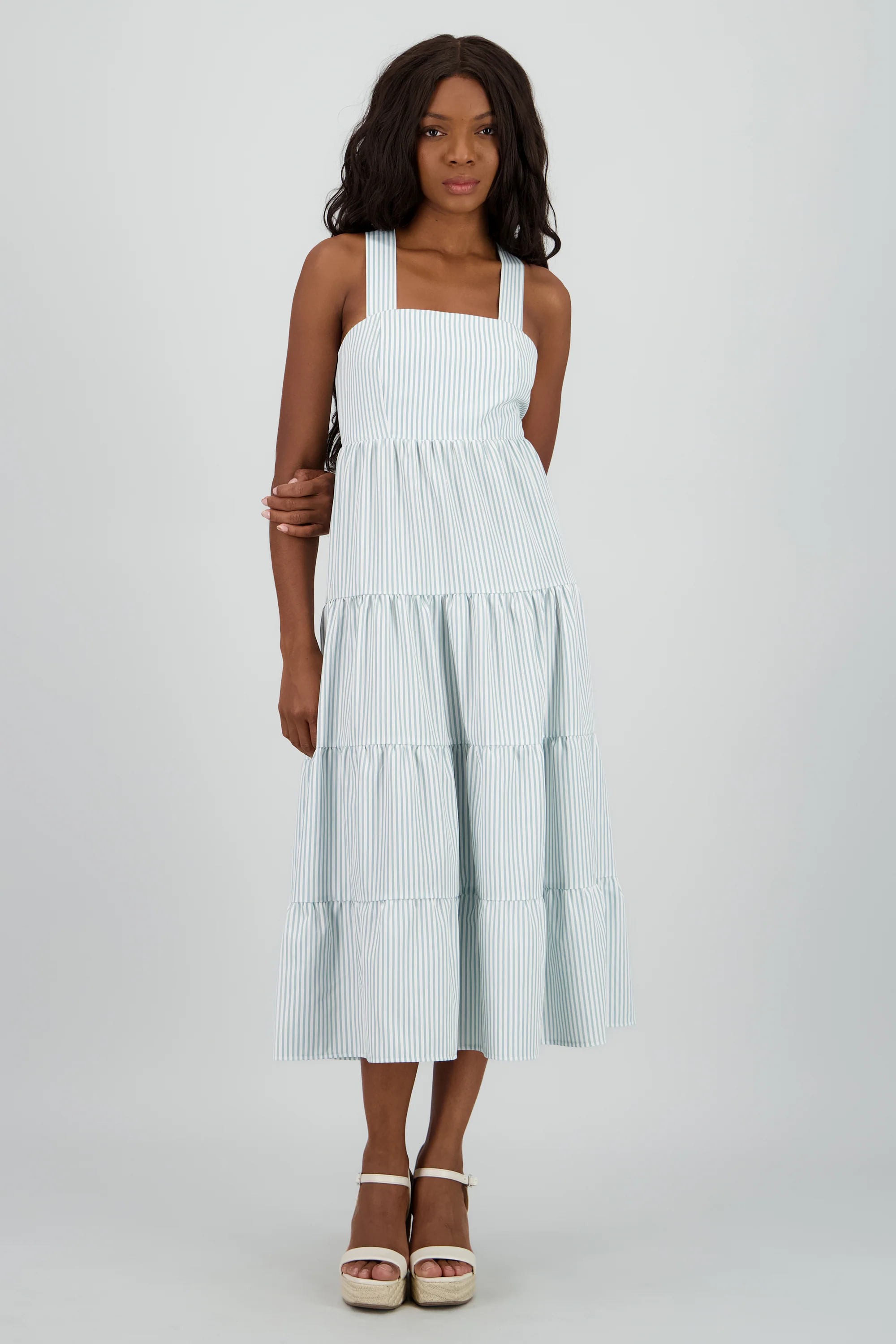 Vestido midi tirantes gruesos olanes - Image 2
