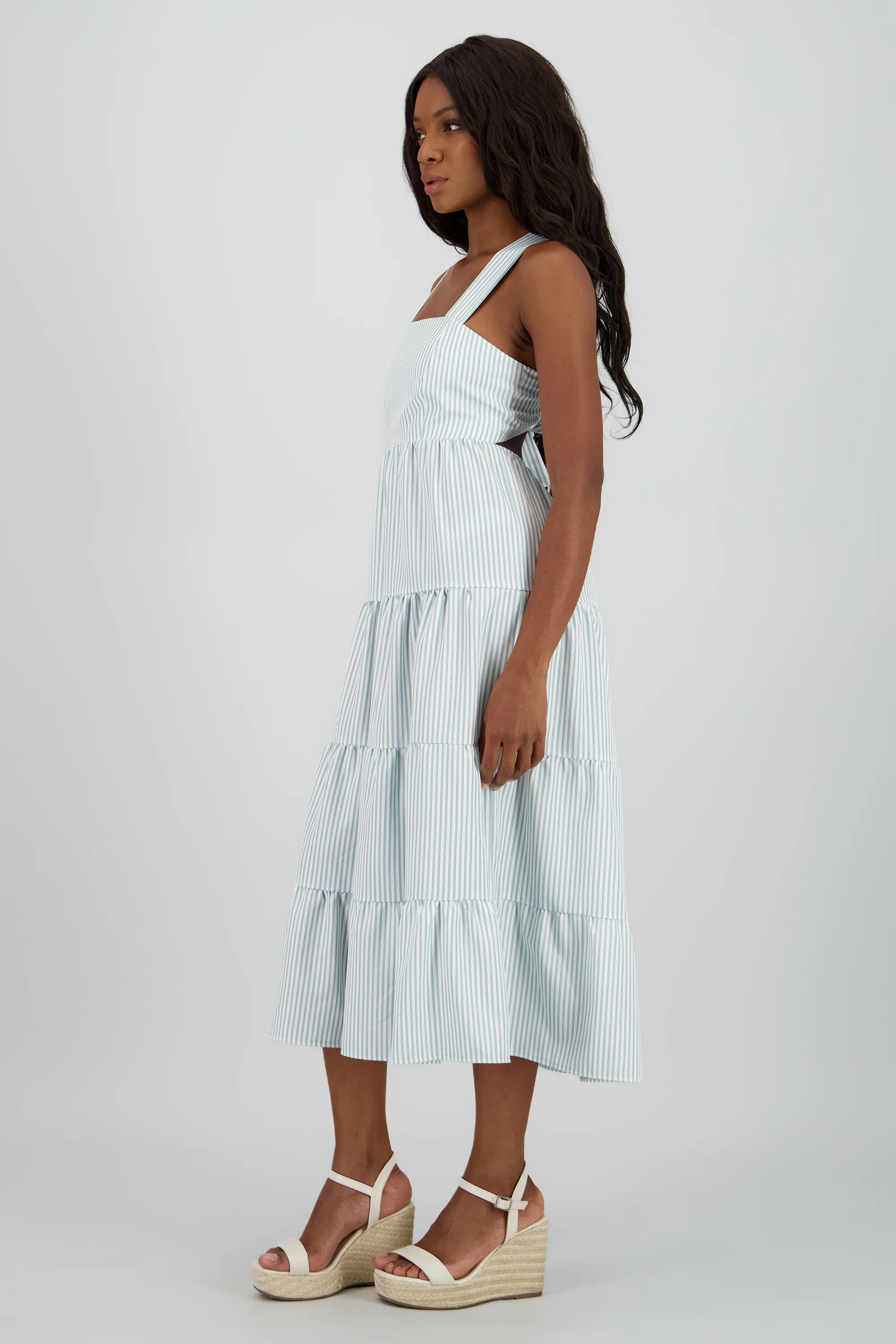 Vestido midi tirantes gruesos olanes - Image 3