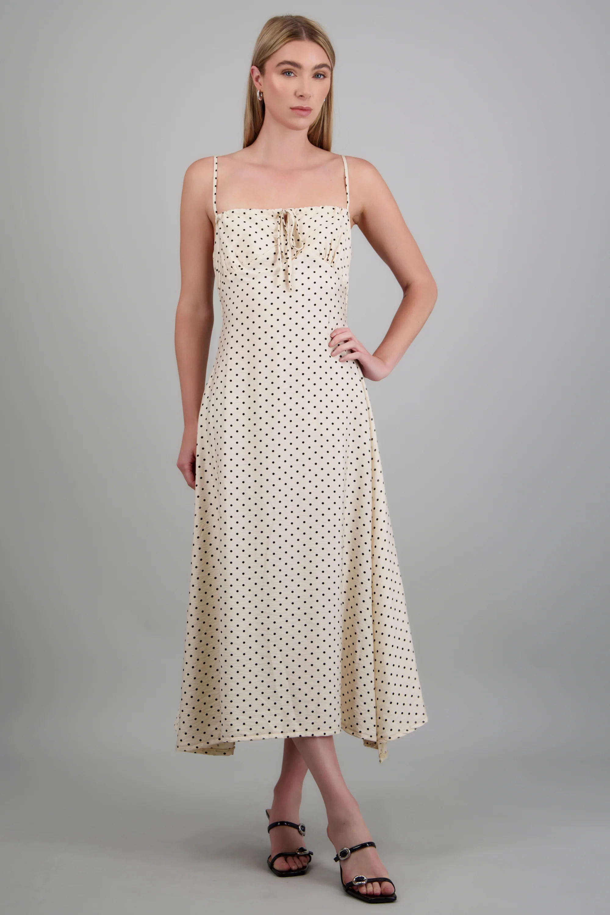 Vestido midi tirantes polka dots