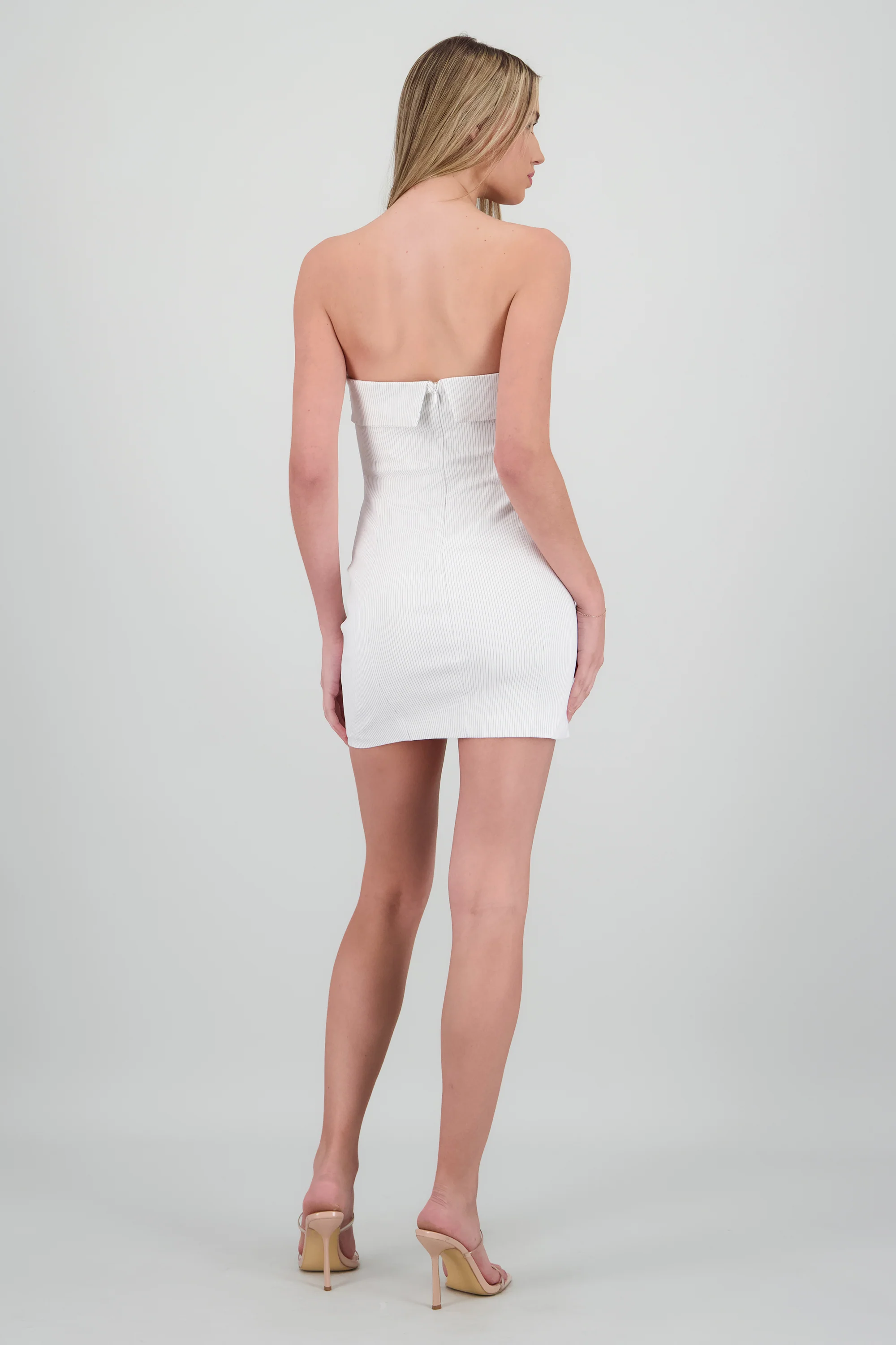 Vestido mini bandeau rayas sastre - Image 4