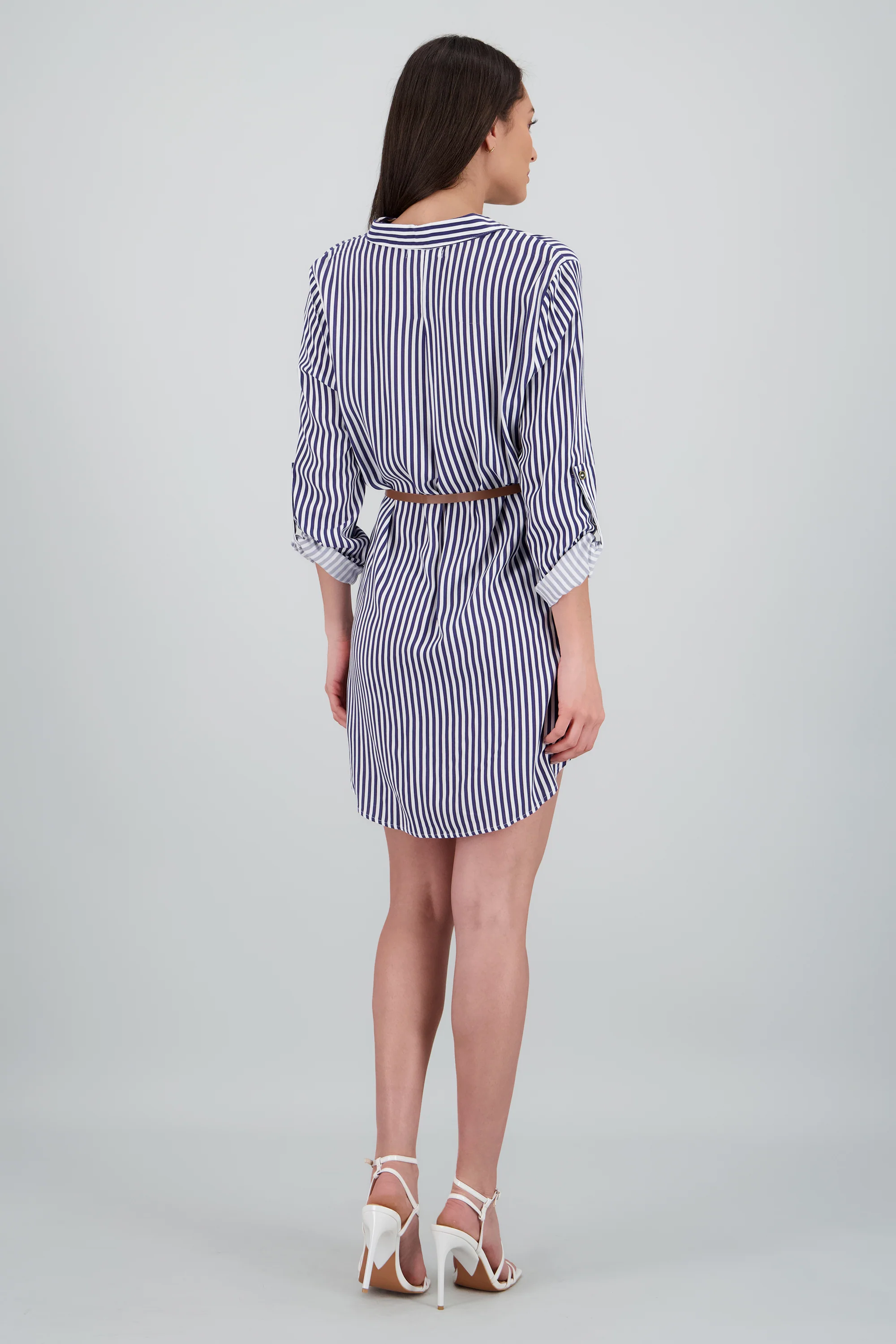 Vestido Mini Camisero Estampado Rayas - Image 4