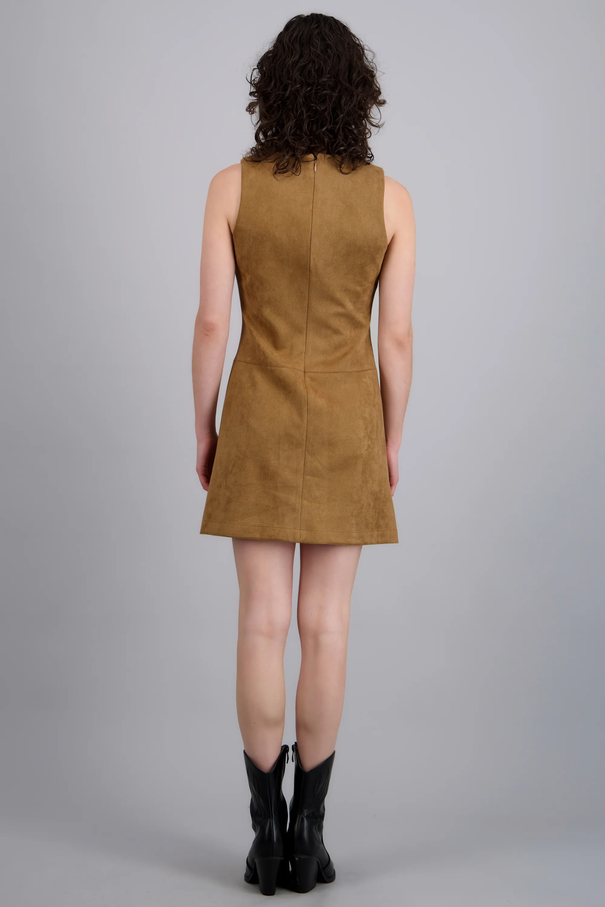 Vestido mini cortes suede - Image 4