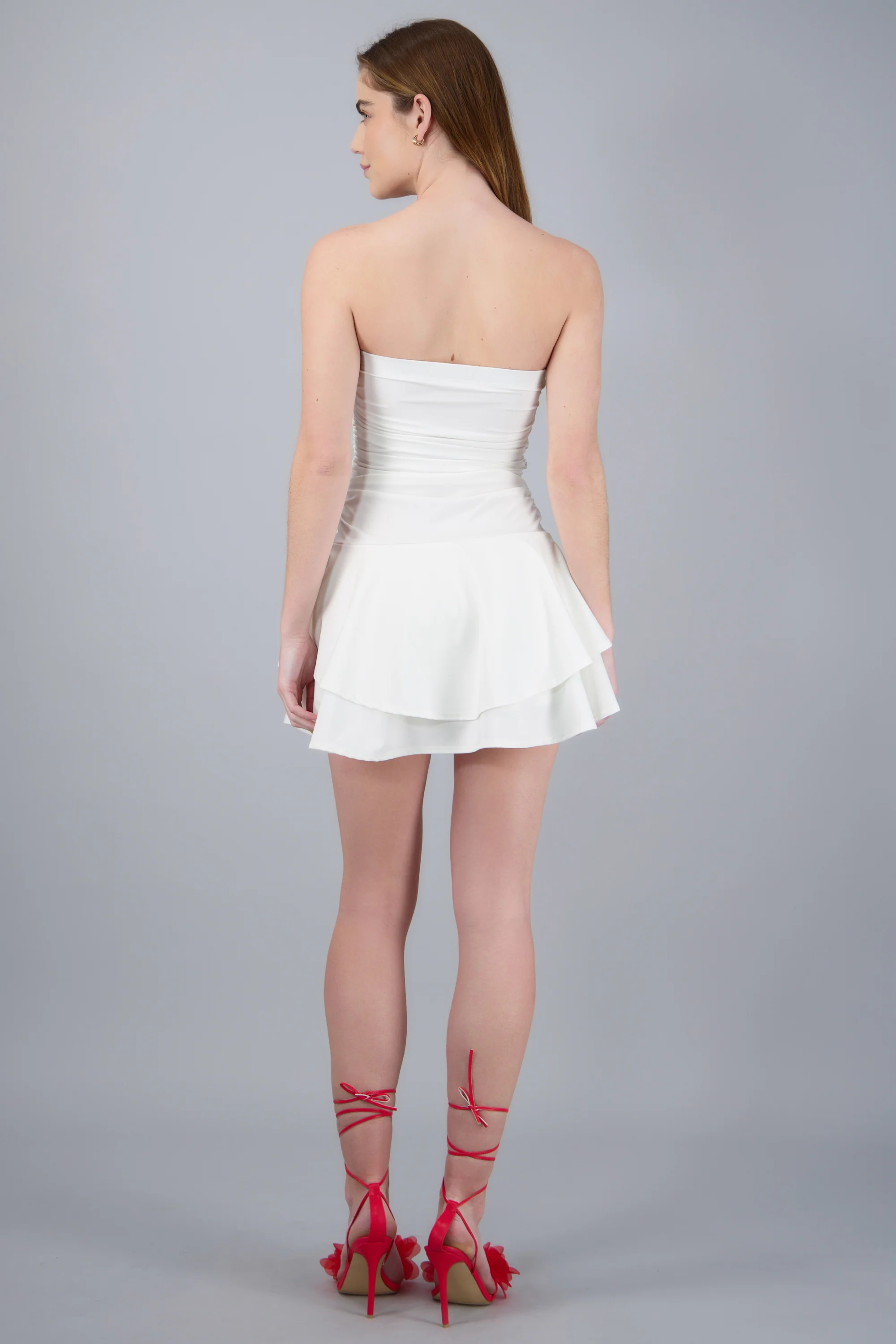 Vestido mini drapeado strapless - Image 4