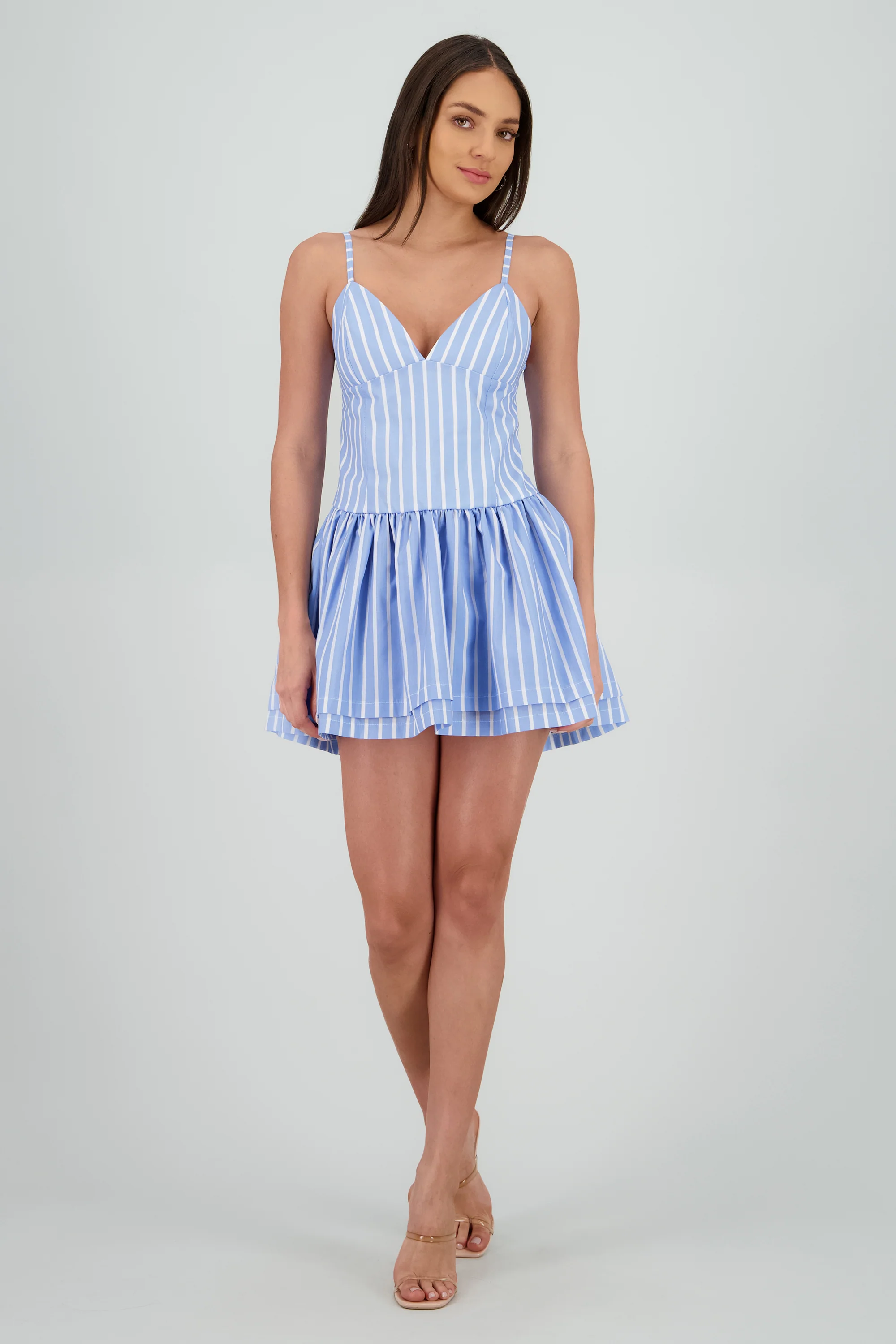 Vestido mini drop waist de rayas - Image 2