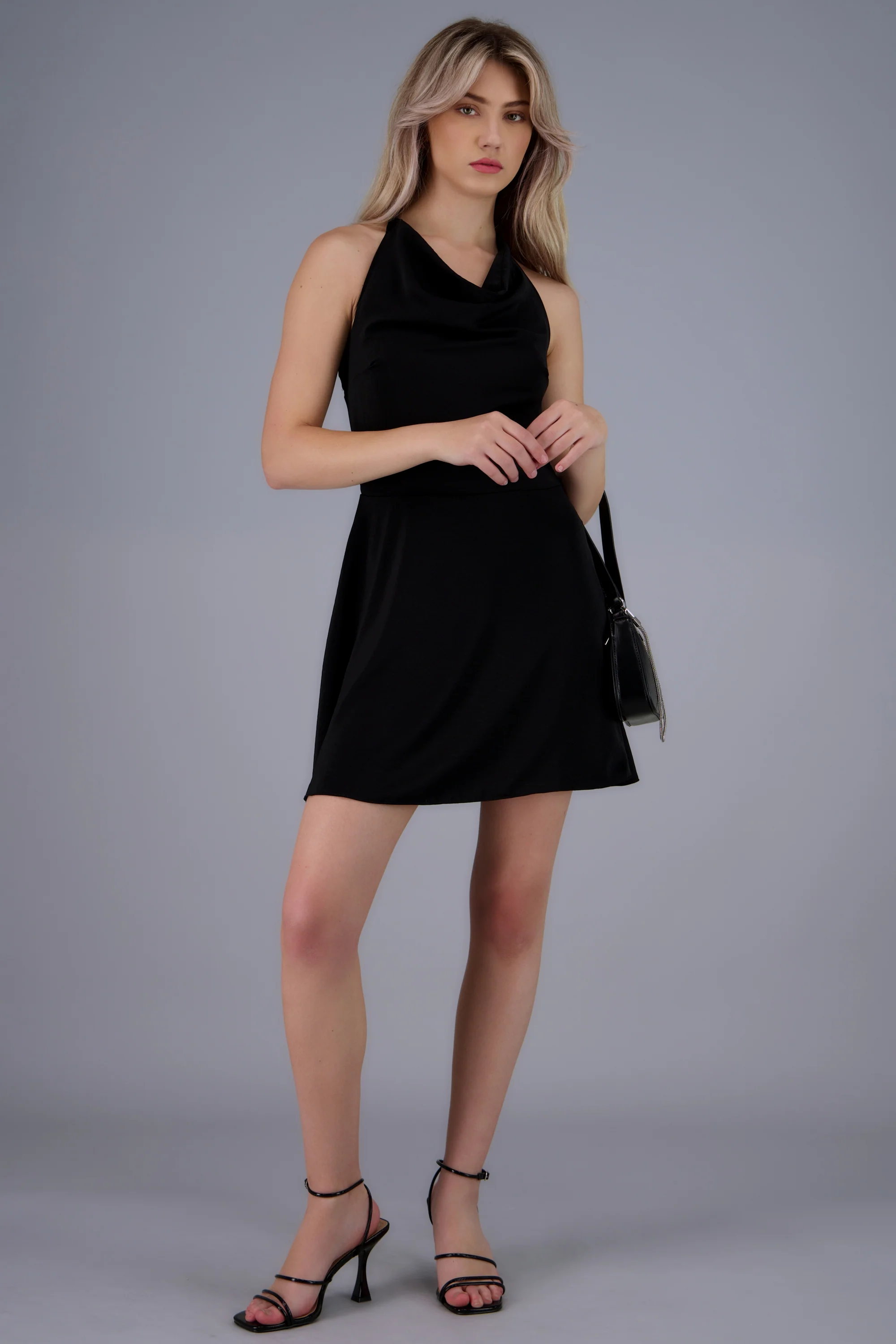 Vestido mini escote cascada linea A - Image 3