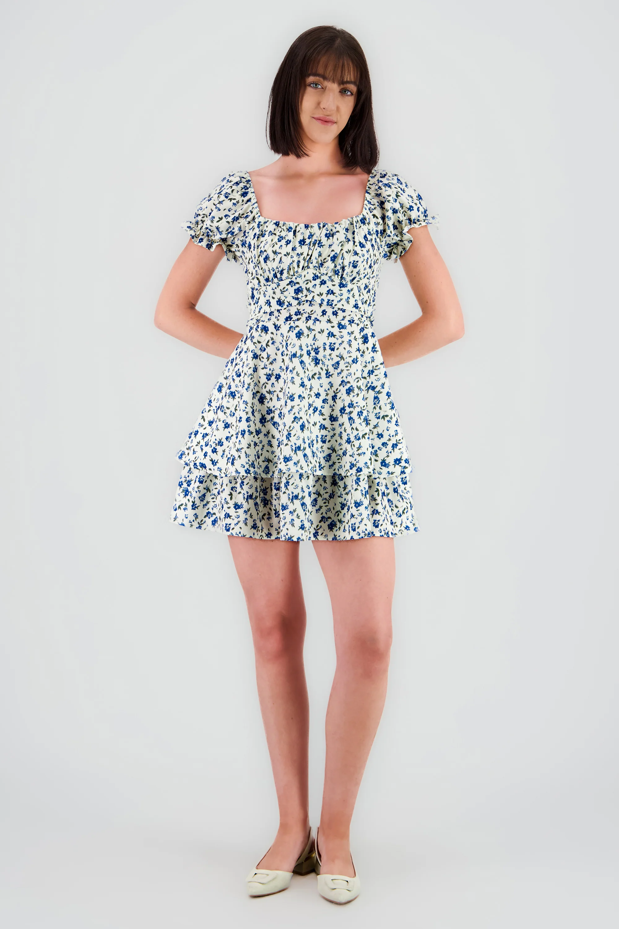 Vestido mini escote cuadrado flores - Image 2