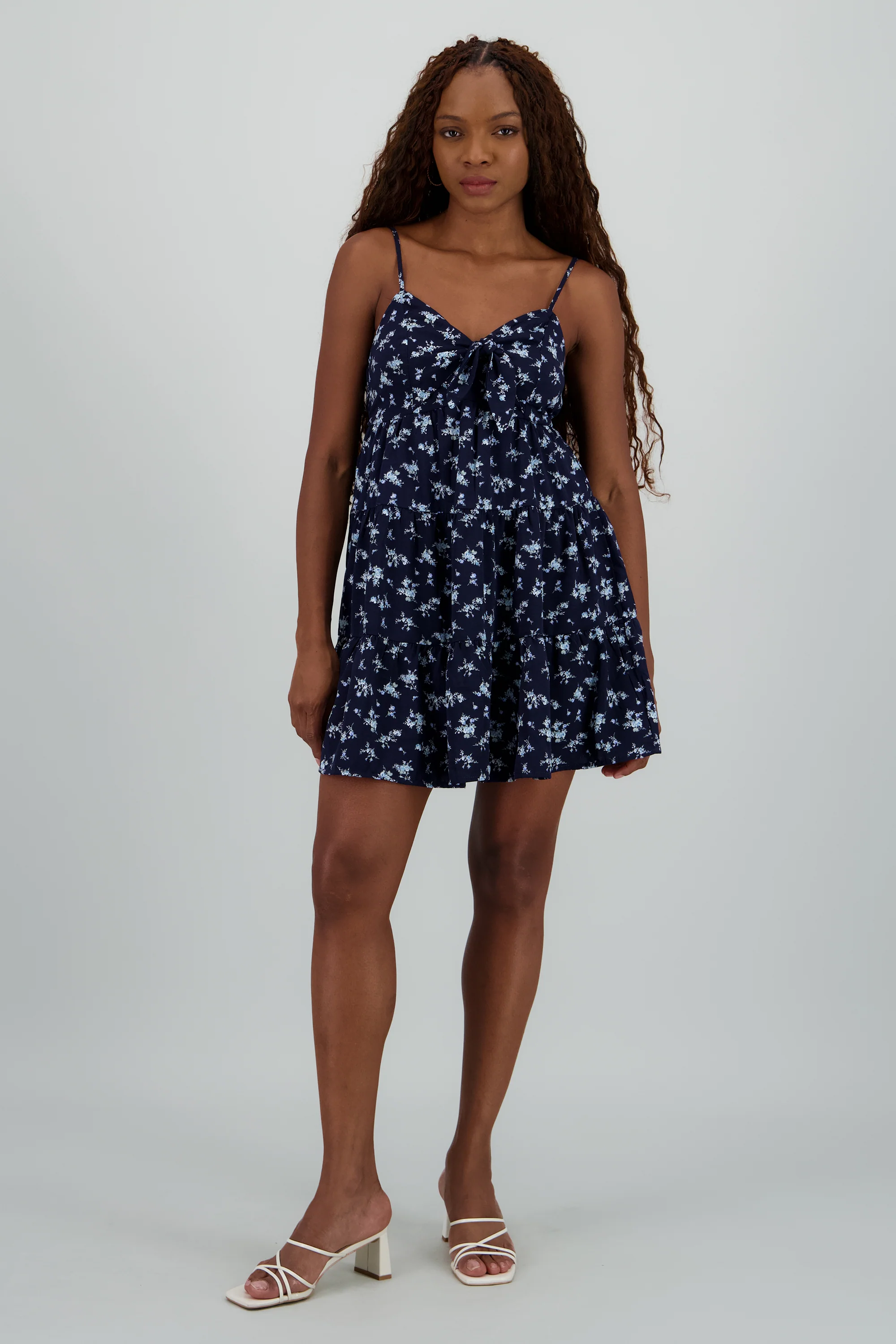 Vestido mini estampado flores escote nudo - Image 2