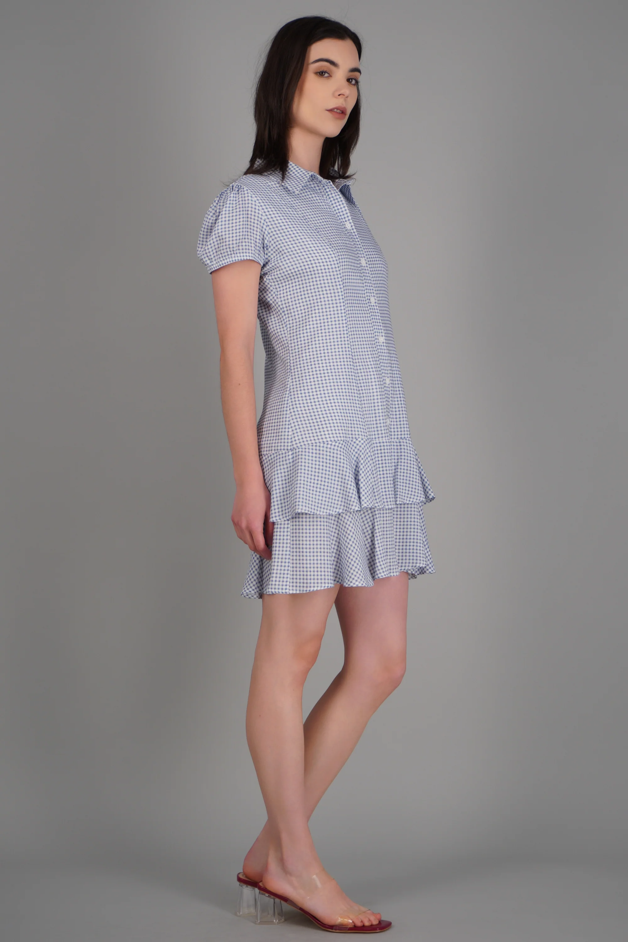 Vestido mini gingham doble olán - Image 2