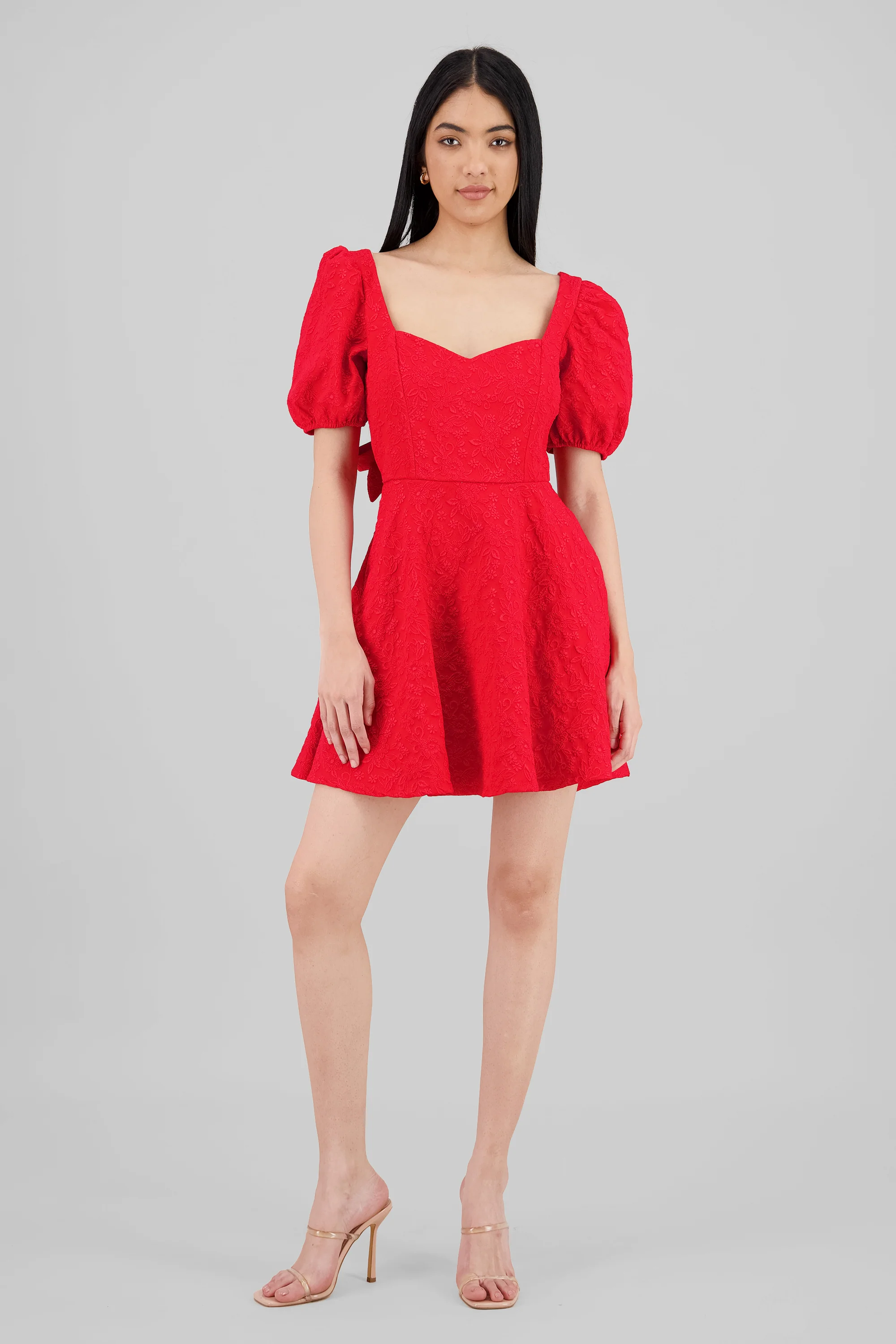 Vestido mini manga abullonada escote corazon - Image 2