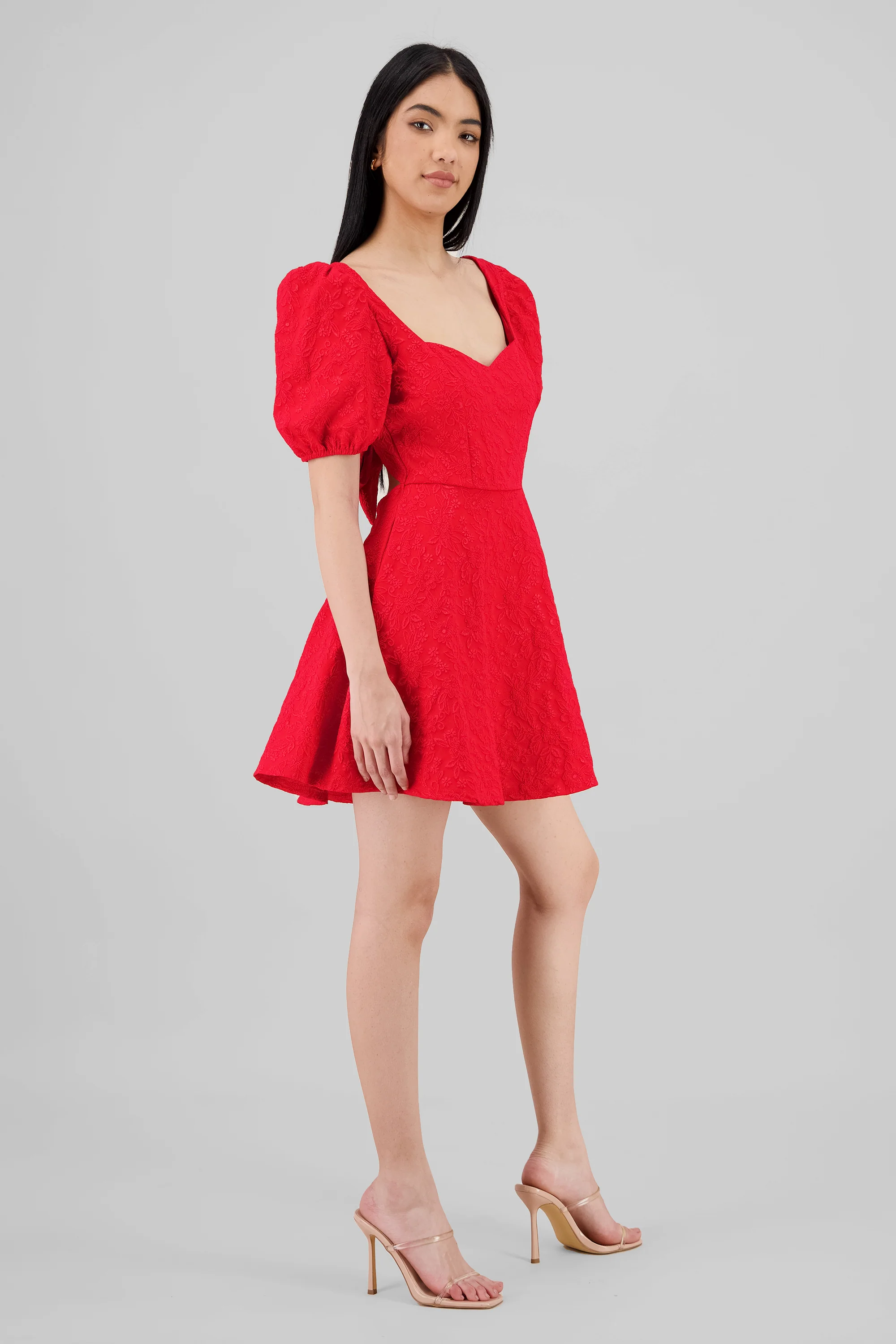 Vestido mini manga abullonada escote corazon - Image 3