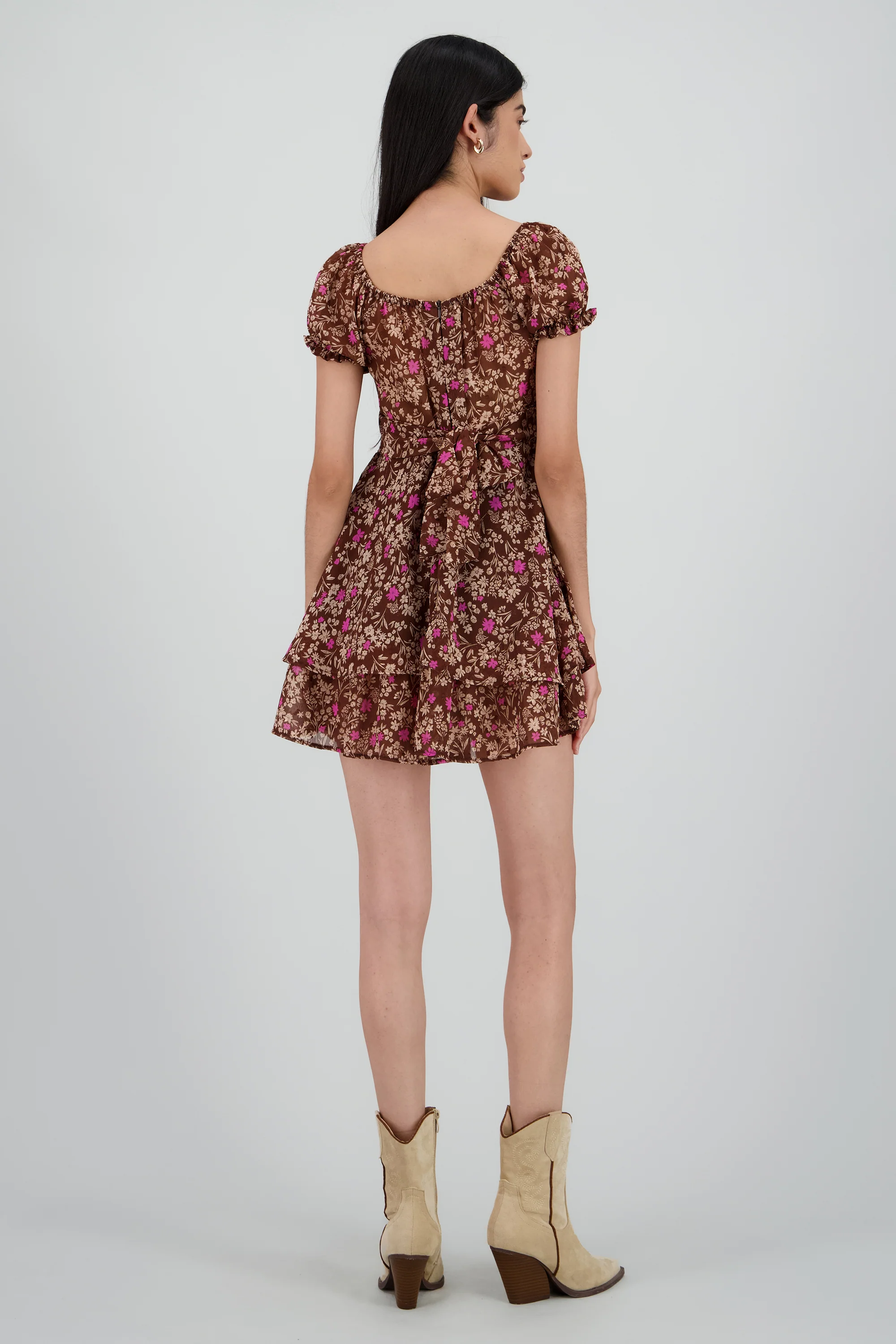 Vestido mini manga abullonada flores - Image 4