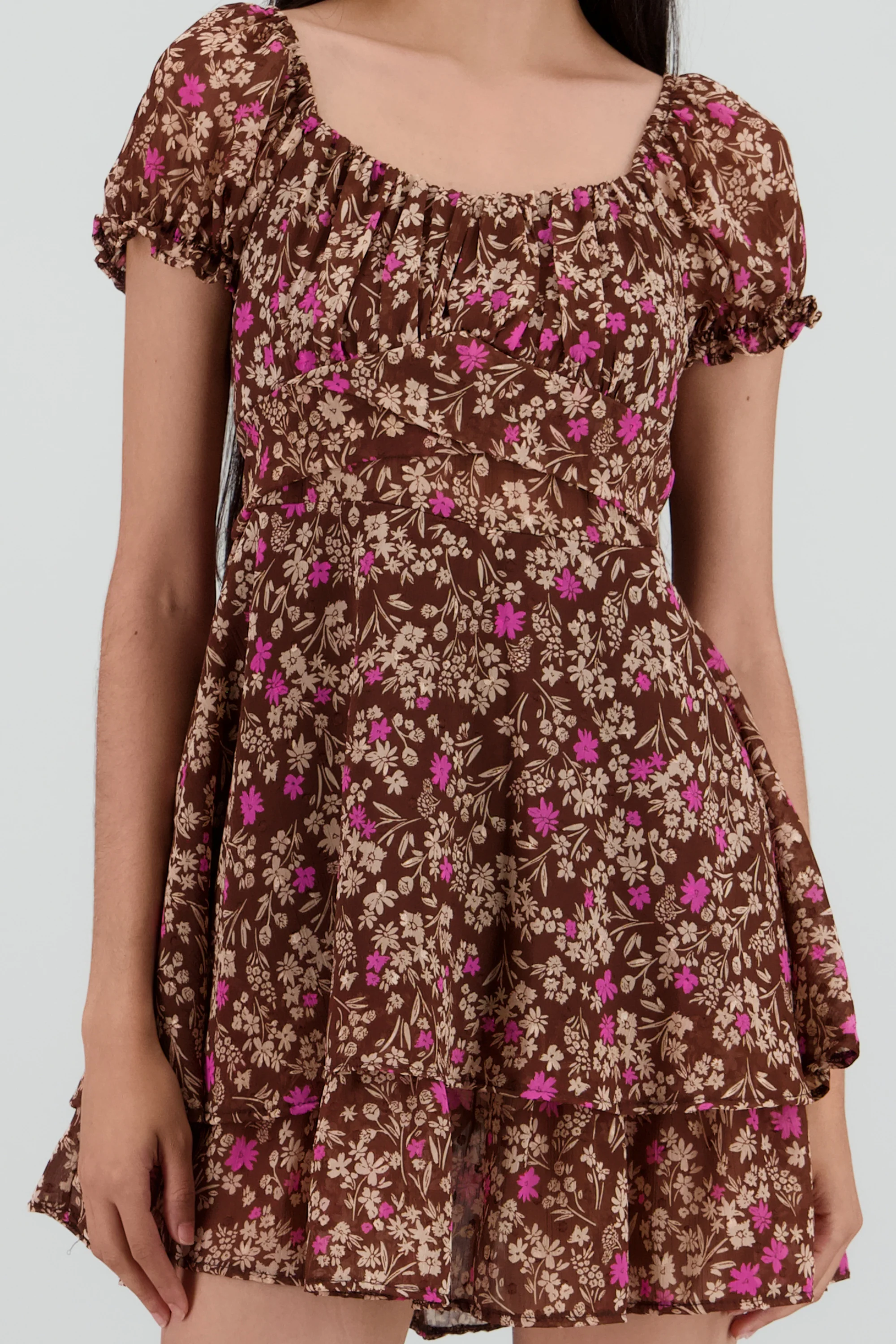Vestido mini manga abullonada flores - Image 5
