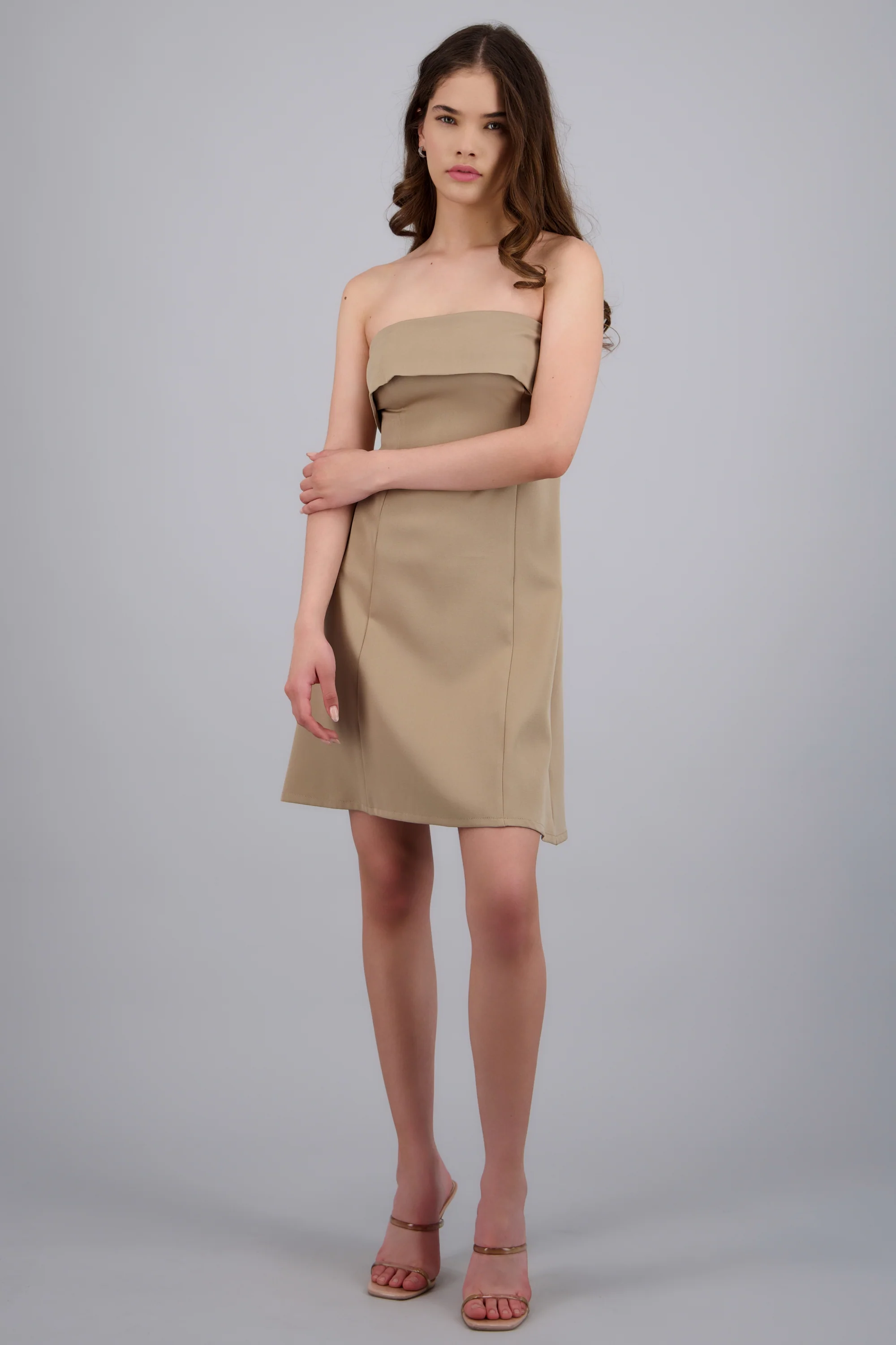 Vestido mini strapless detalle doblez - Image 3