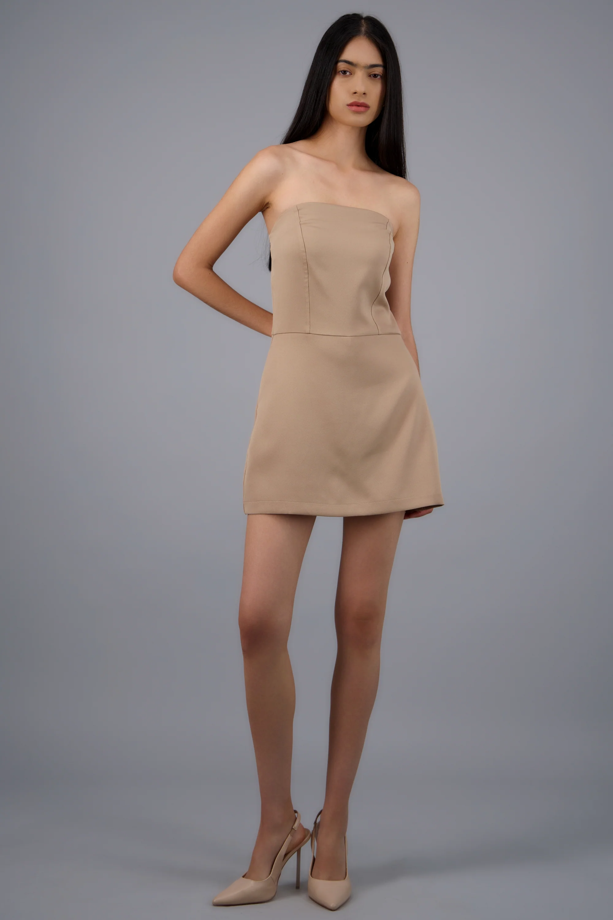 Vestido mini strapless liso - Image 3