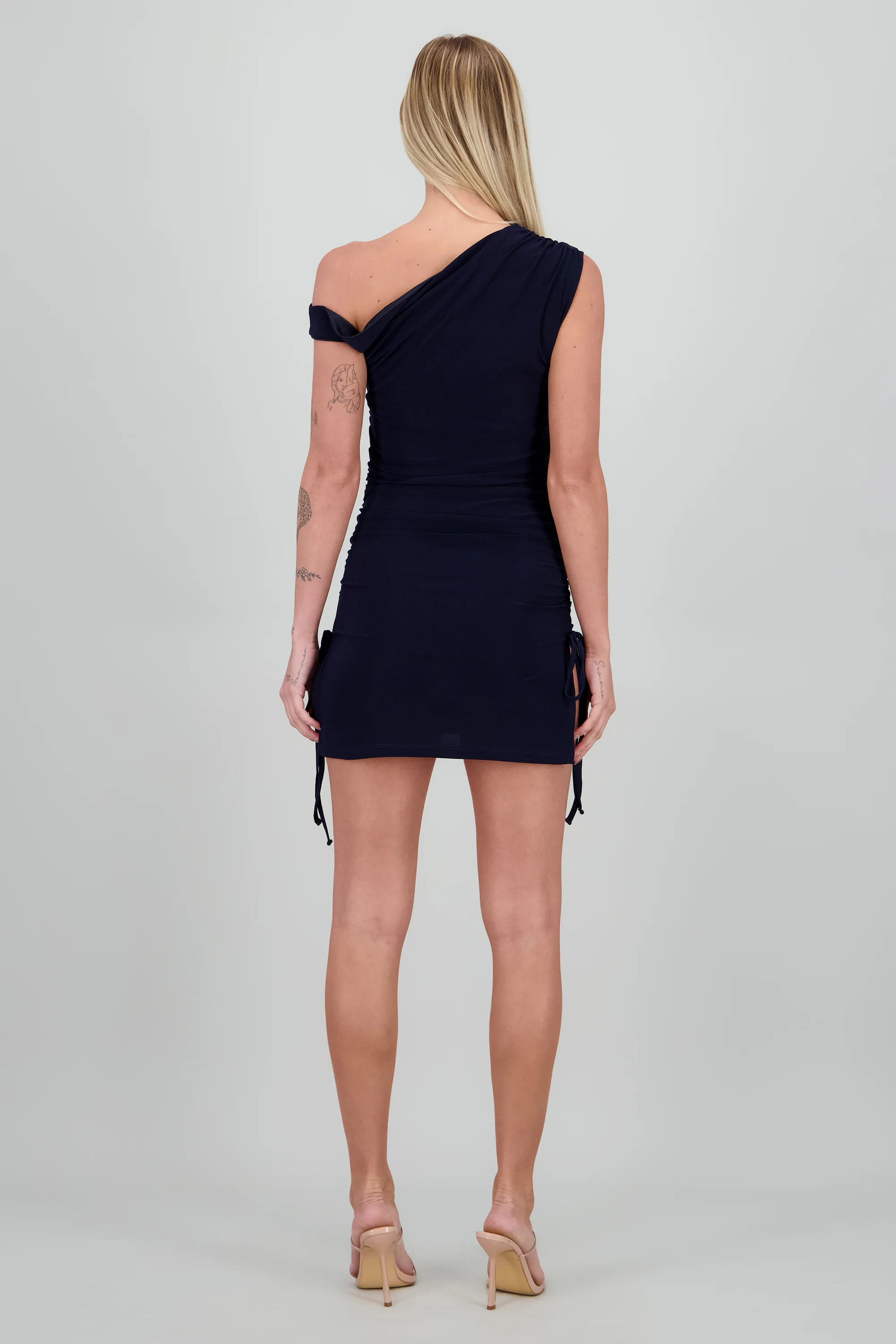 Vestido mini tirante asimetrico mesh - Image 4