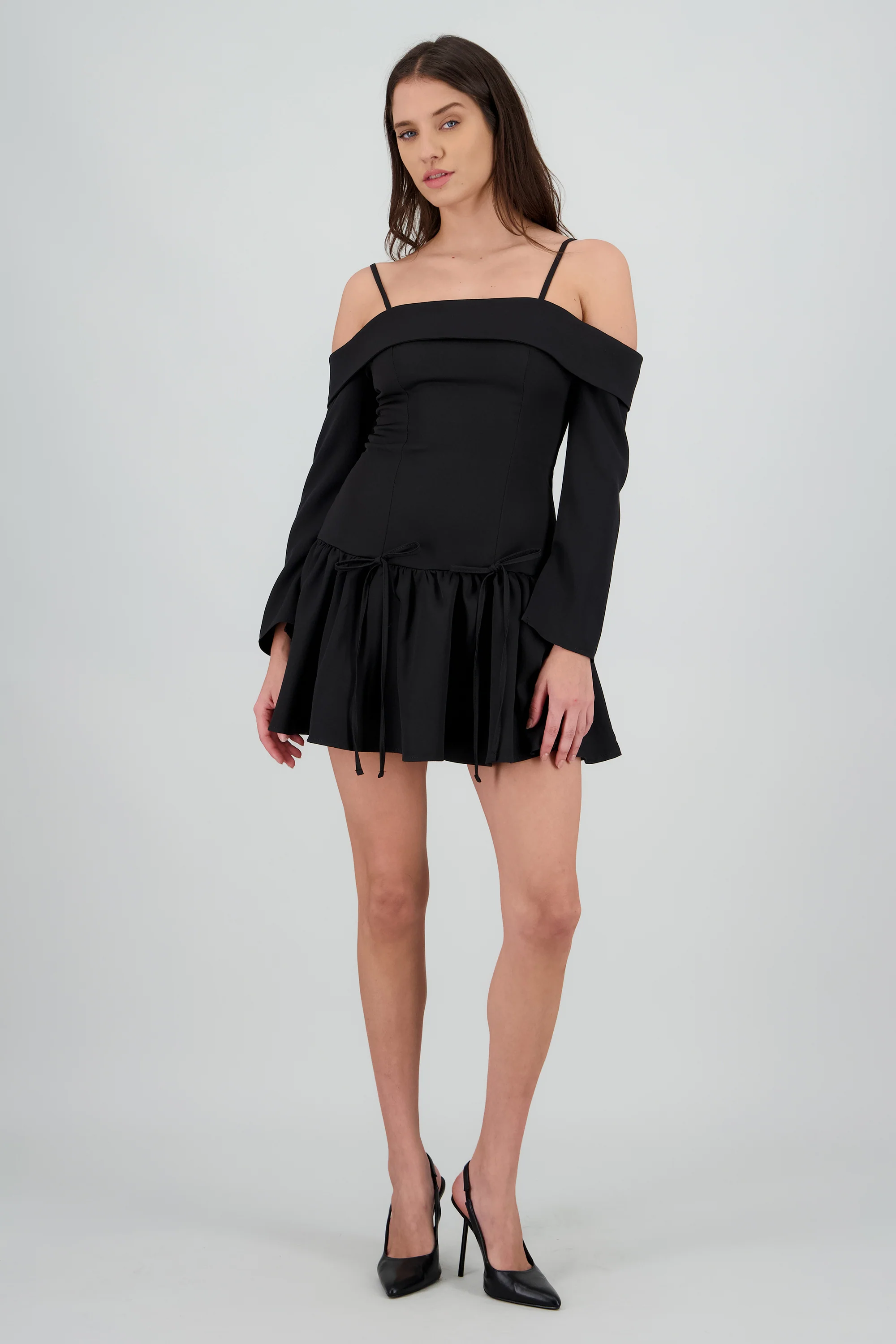 Vestido mini tirantes detalle moños - Image 2